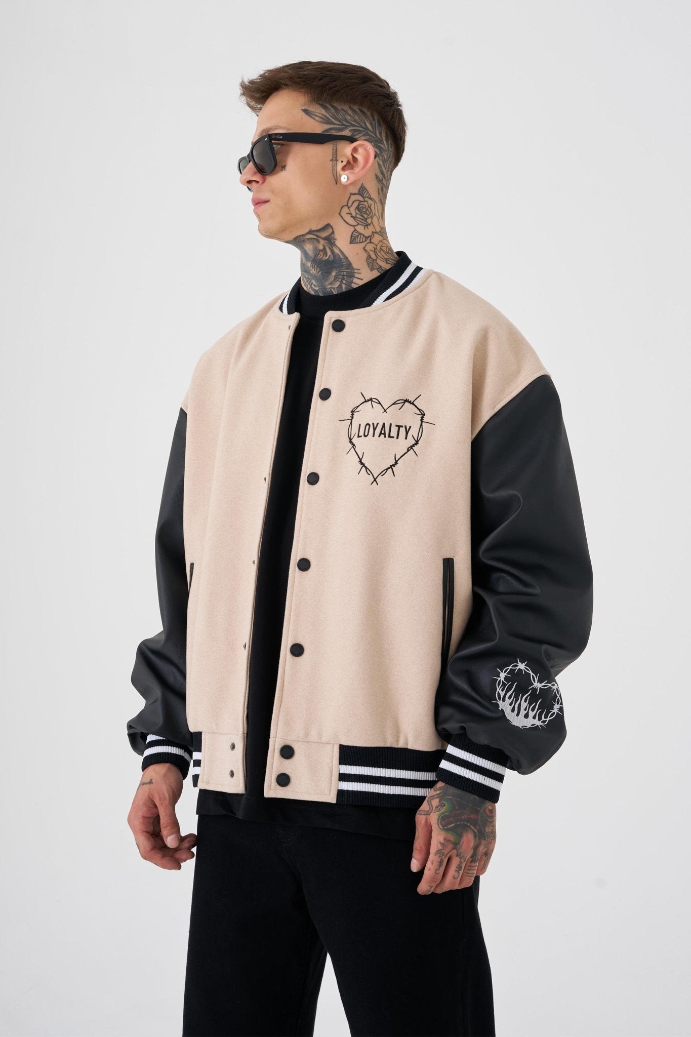 Erkek Hell Fire Club Oversize Bomber Ceket Bej