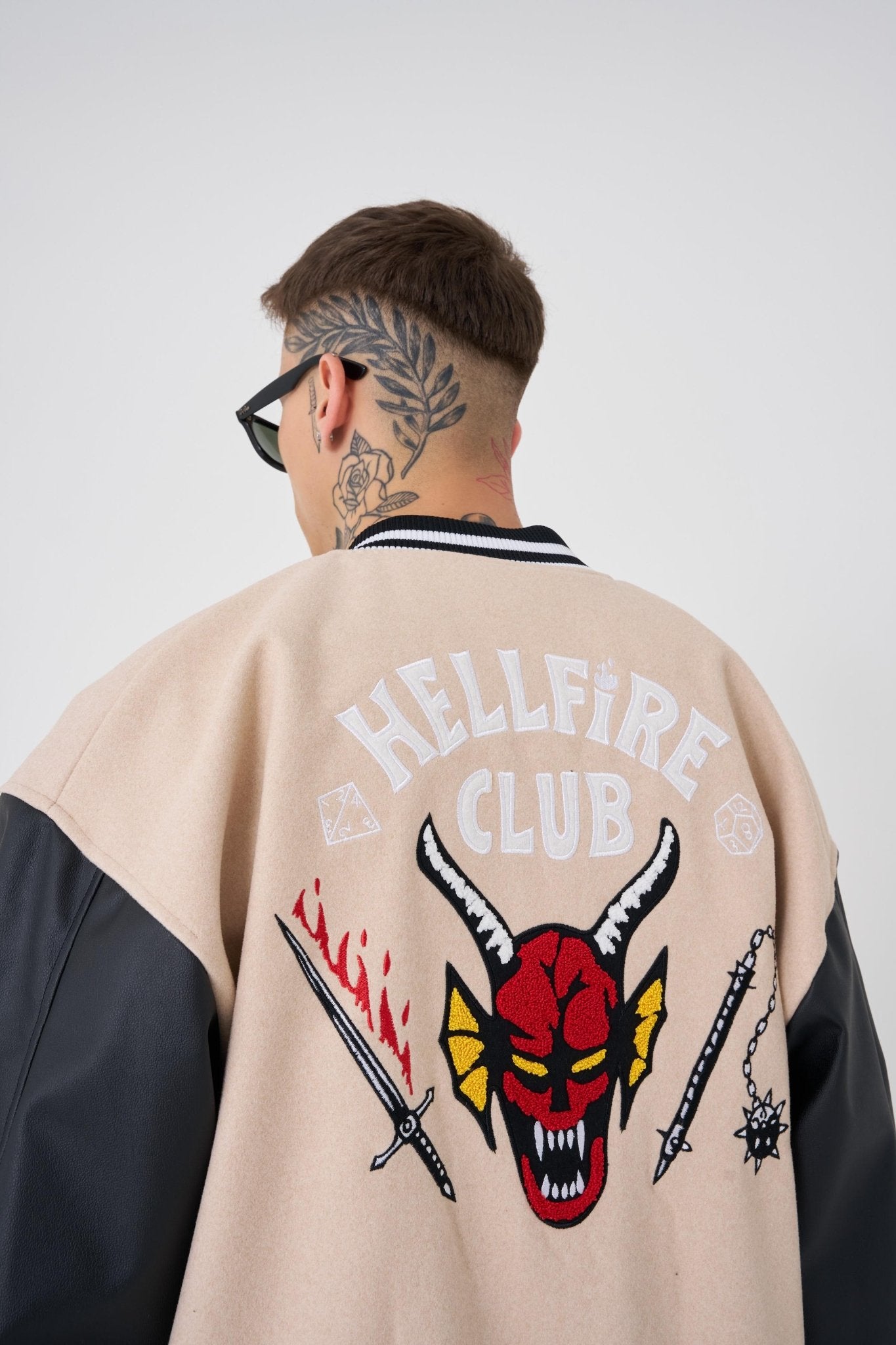 Erkek Hell Fire Club Oversize Bomber Ceket Bej