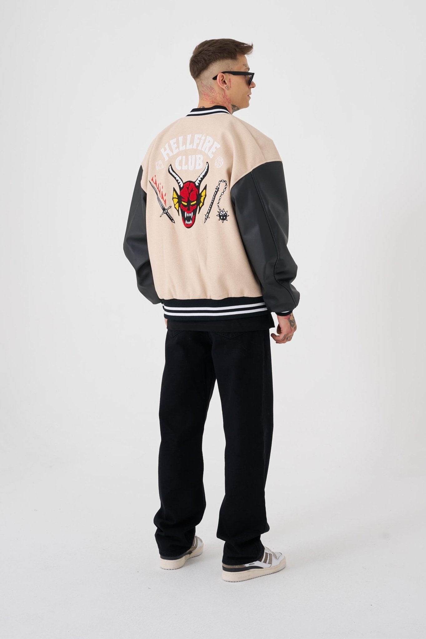 Erkek Hell Fire Club Oversize Bomber Ceket Bej