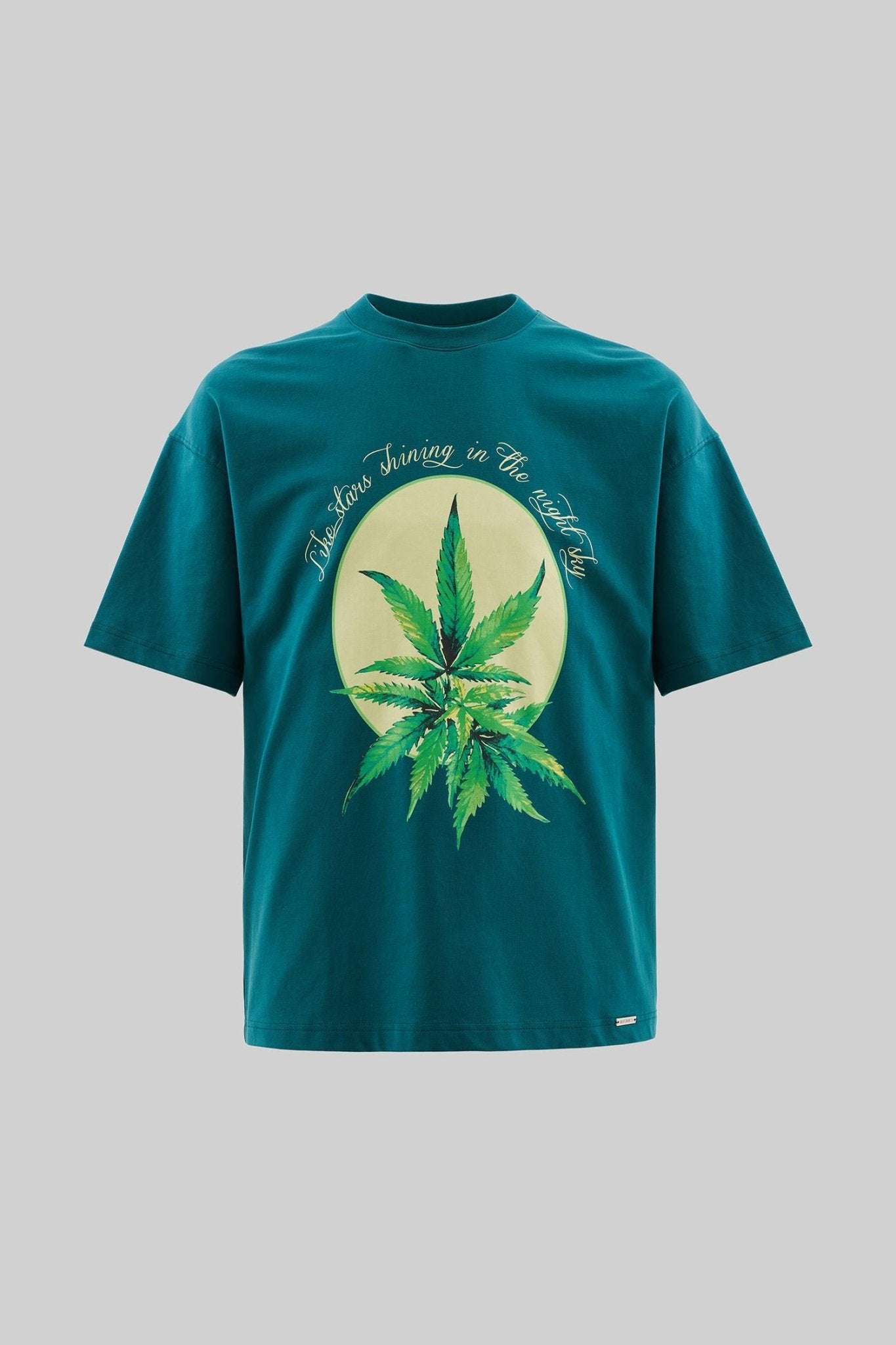 Erkek Herb Printed Baskılı Oversize Tişört Yağ Yeşili