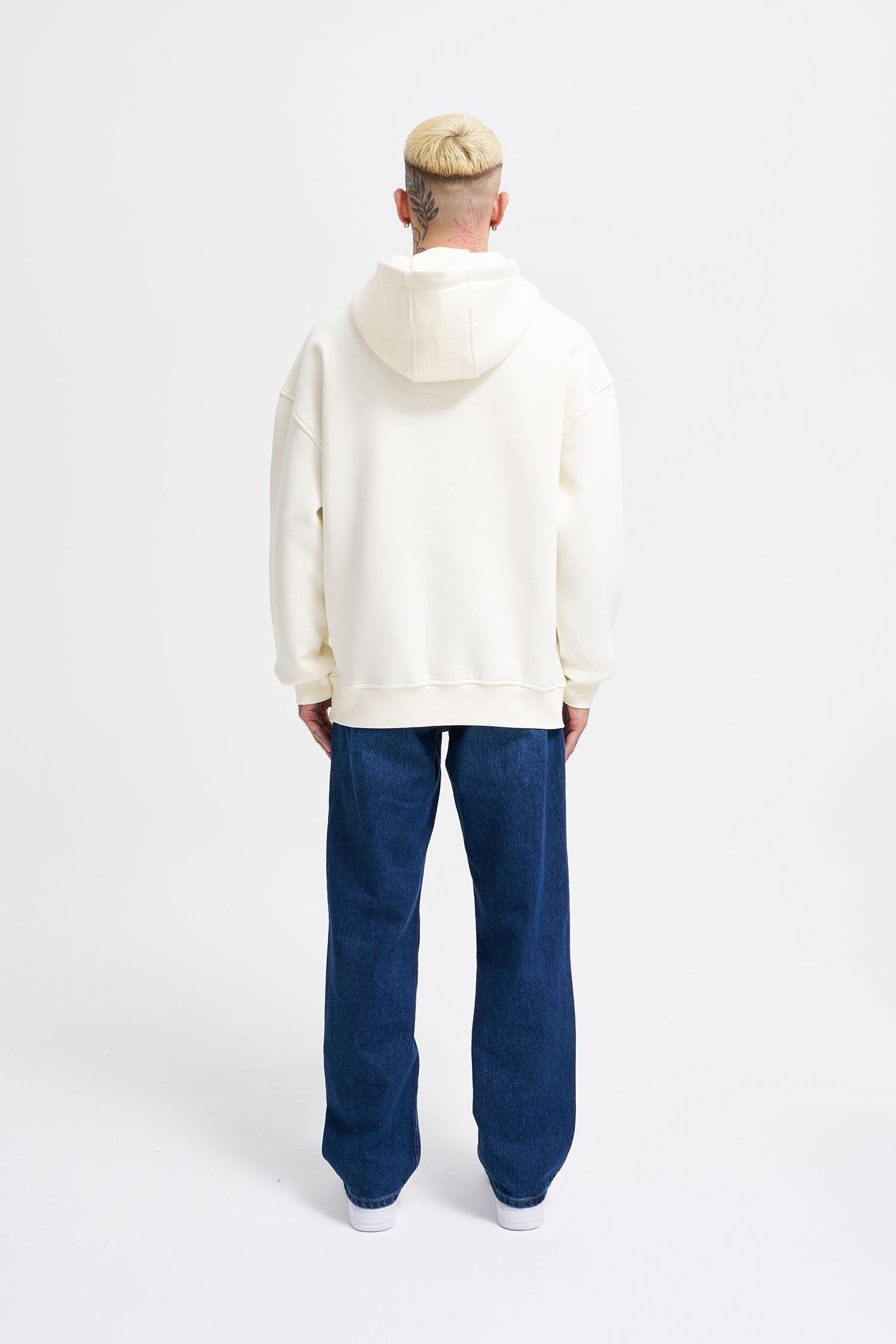 Erkek Hero Angel Baskılı Oversize Sweatshirt Ekru