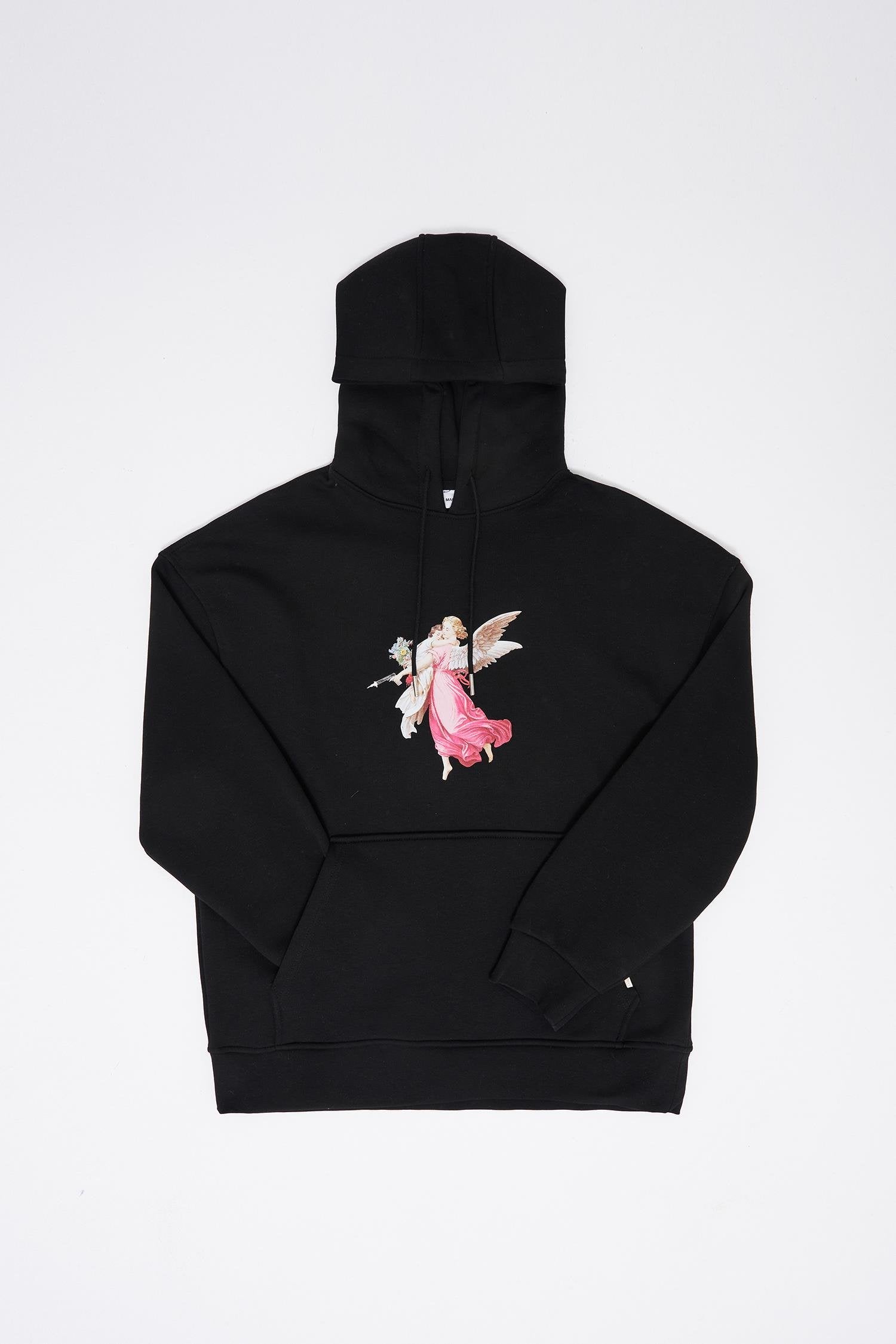 Erkek Hero Angel Baskılı Oversize Sweatshirt Siyah
