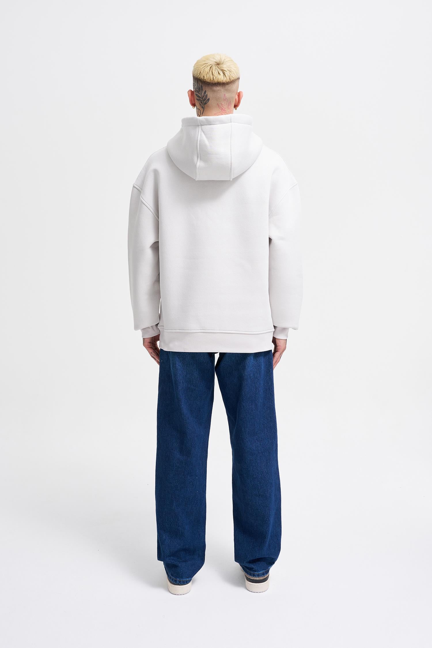 Erkek Hero Angel Baskılı Oversize Sweatshirt Uzay Grisi