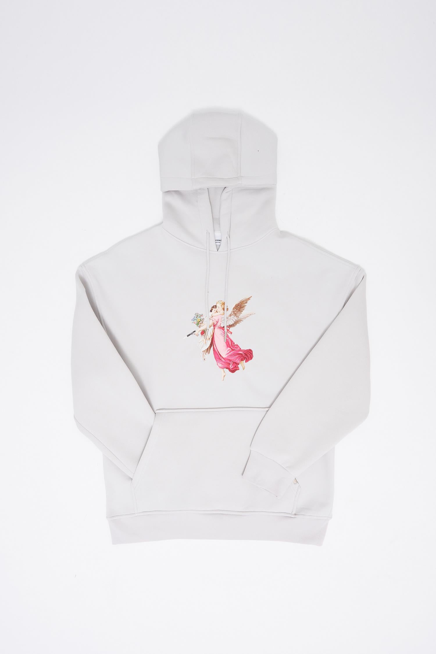 Erkek Hero Angel Baskılı Oversize Sweatshirt Uzay Grisi