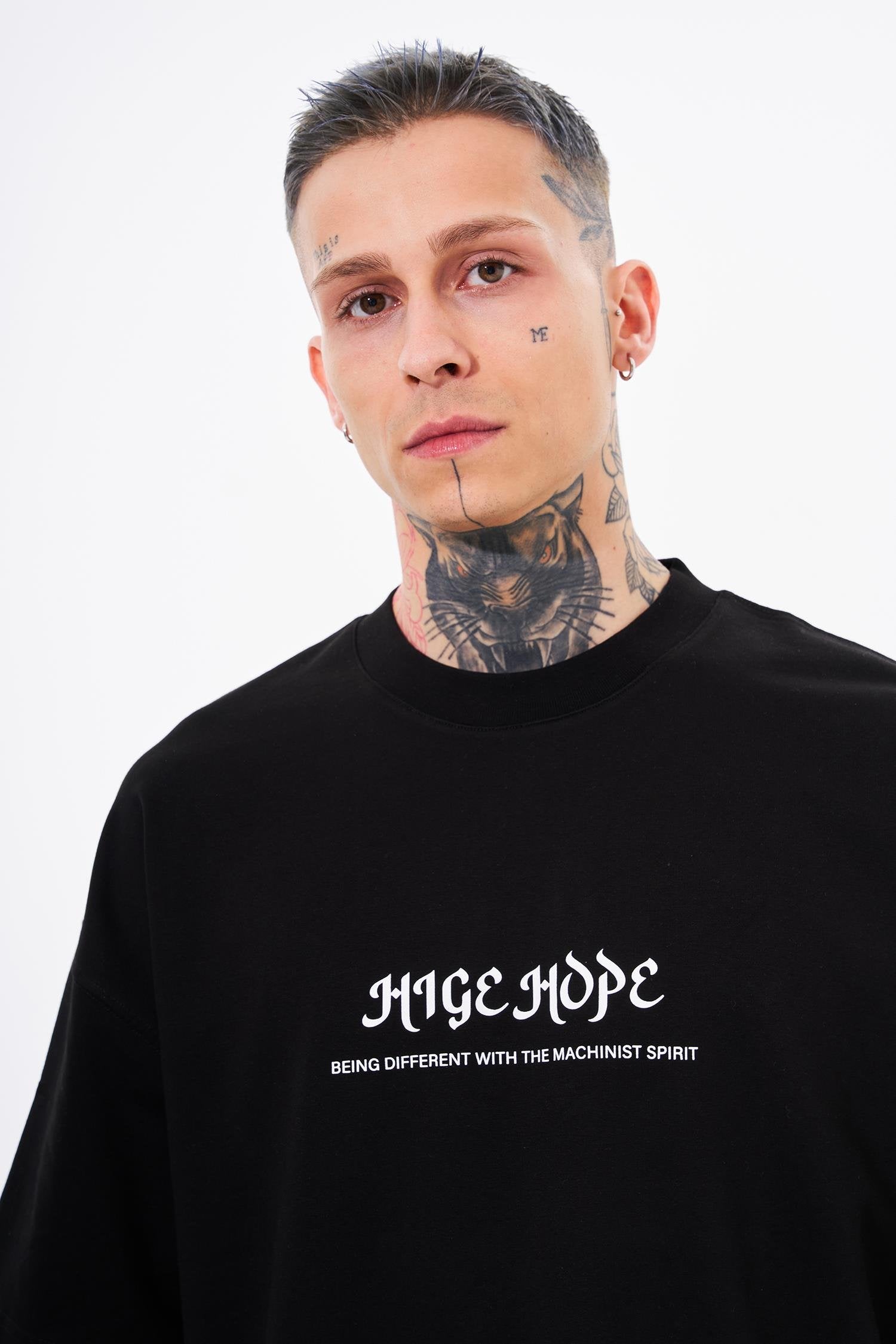 Erkek High Hope Baskılı Oversize Tişört Siyah