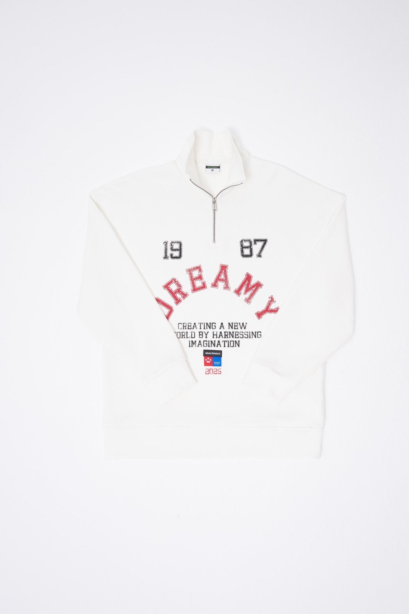 Erkek High Neck Printed Polo Sweatshirt Ekru