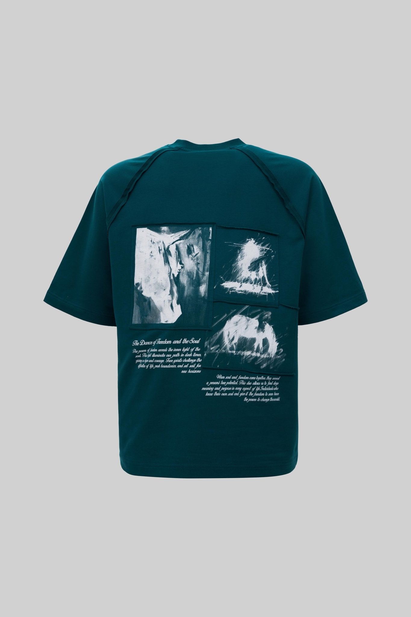 Erkek Horse Printed Oversize Tişört Yağ Yeşili