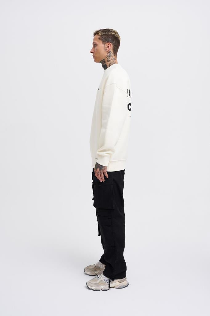 Erkek ICON Baskılı Oversize Sweatshirt Ekru