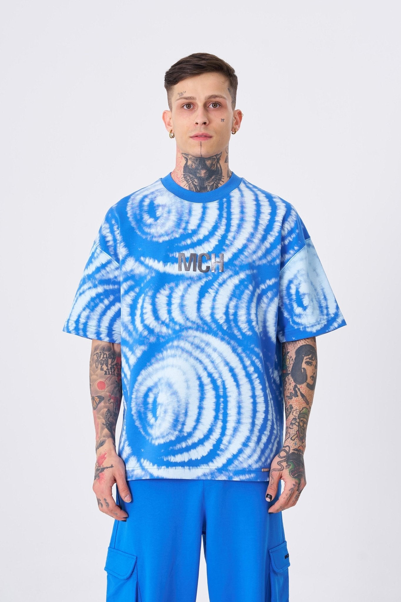 Erkek Imagination Baskılı Oversize Tişört Açık Mavi