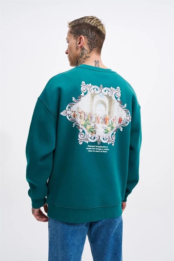 Erkek Imagination Oversize Sweatshirt Petrol Yeşili