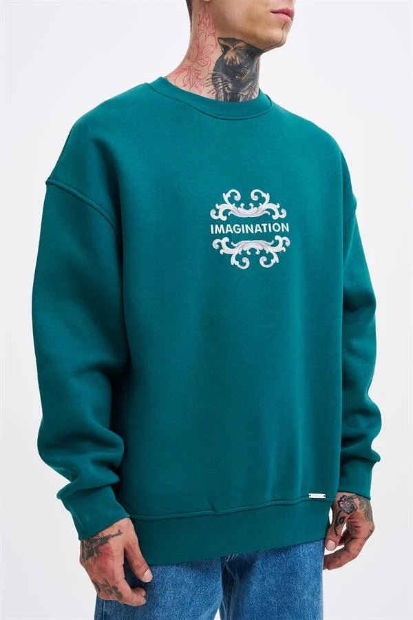 Erkek Imagination Oversize Sweatshirt Petrol Yeşili