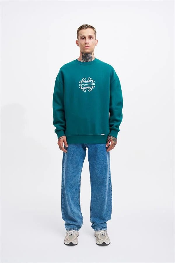 Erkek Imagination Oversize Sweatshirt Petrol Yeşili