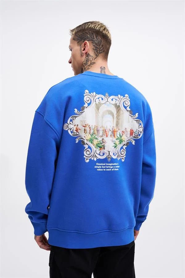 Erkek Imagination Oversize Sweatshirt Saks Mavi