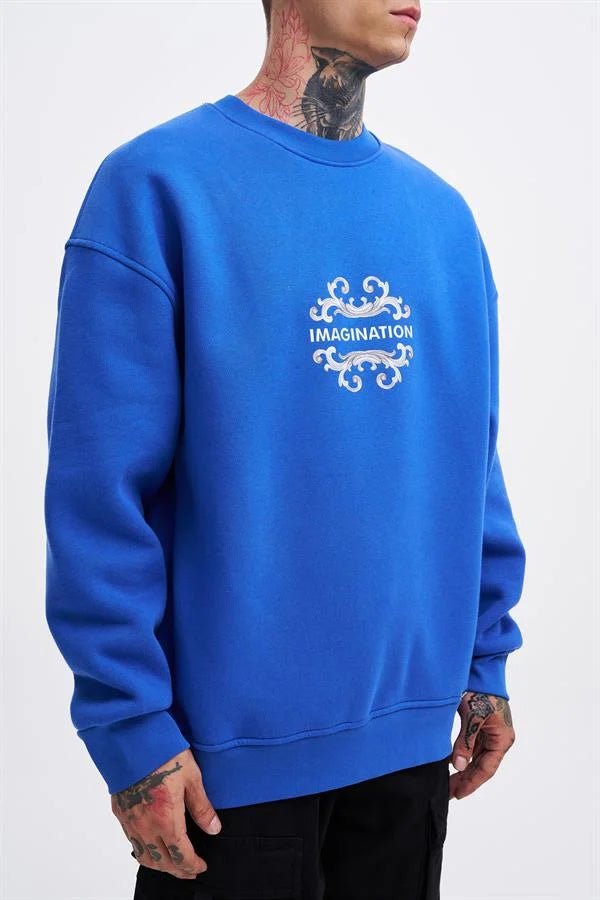 Erkek Imagination Oversize Sweatshirt Saks Mavi