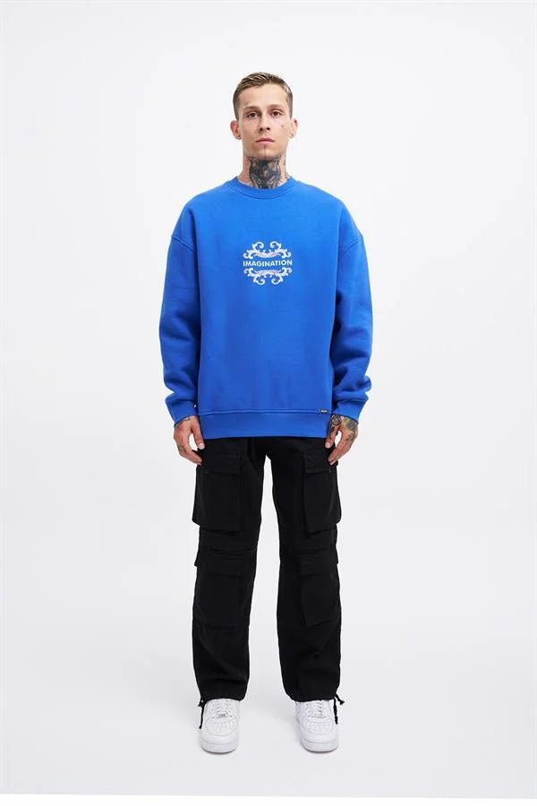 Erkek Imagination Oversize Sweatshirt Saks Mavi