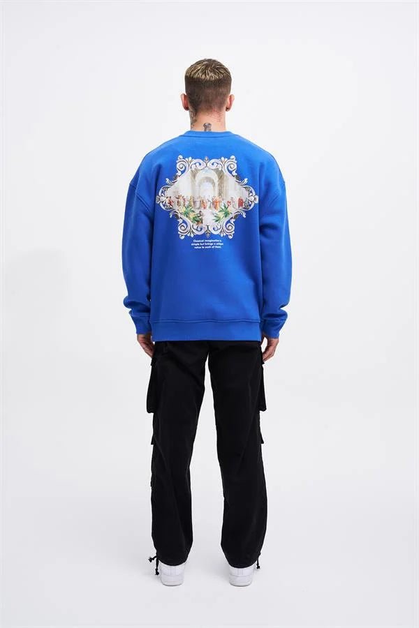Erkek Imagination Oversize Sweatshirt Saks Mavi