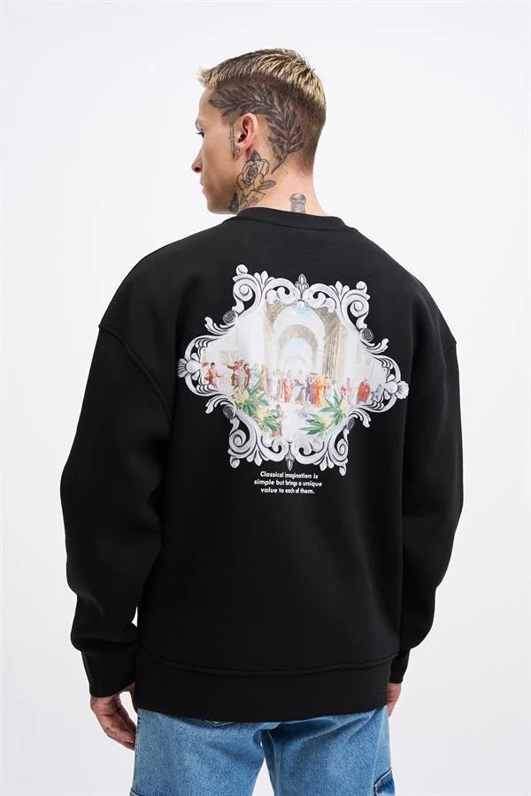 Erkek Imagination Oversize Sweatshirt Siyah