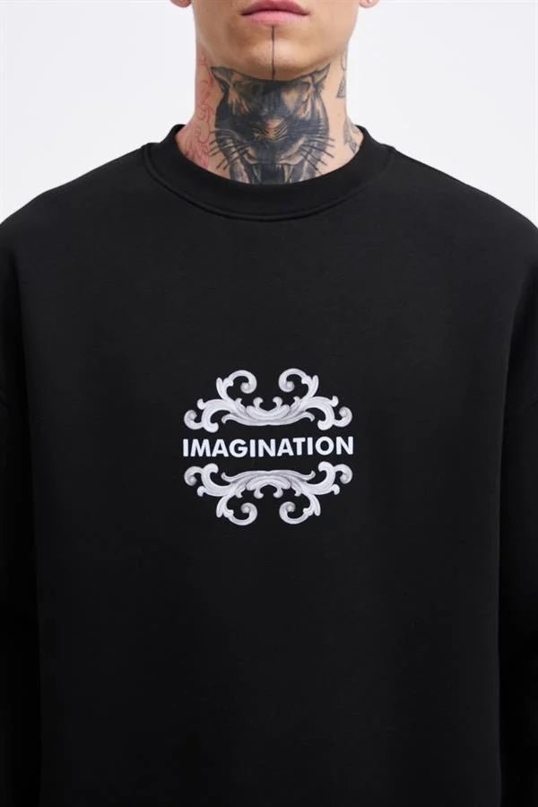 Erkek Imagination Oversize Sweatshirt Siyah