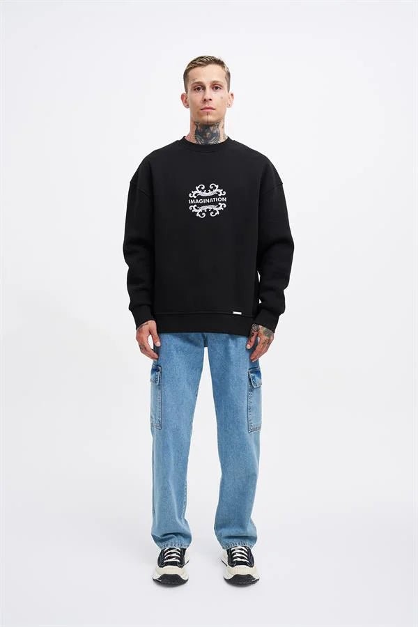 Erkek Imagination Oversize Sweatshirt Siyah