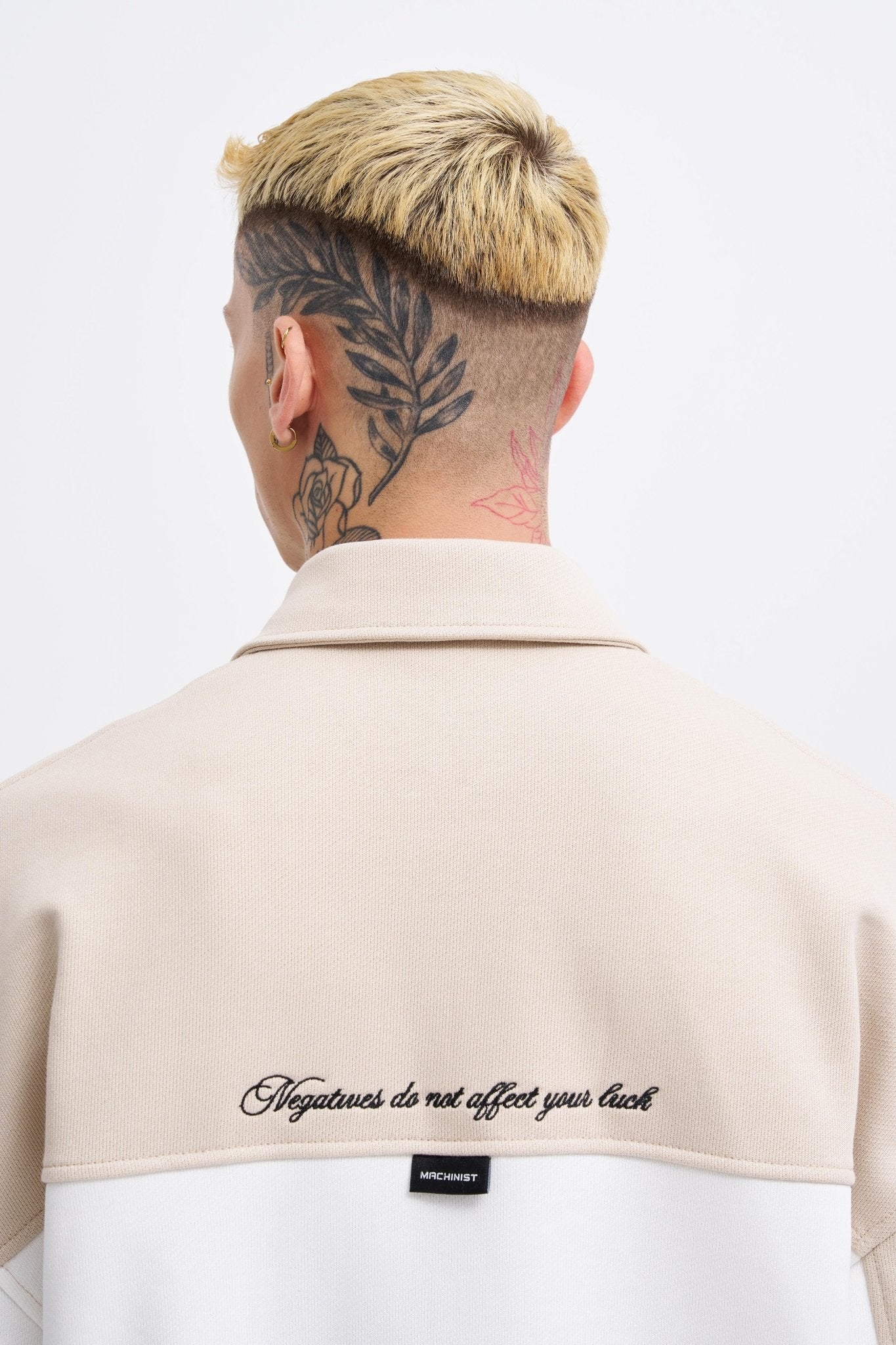 Erkek İşleme Detaylı Polo Sweatshirt Ekru - Açık Bej