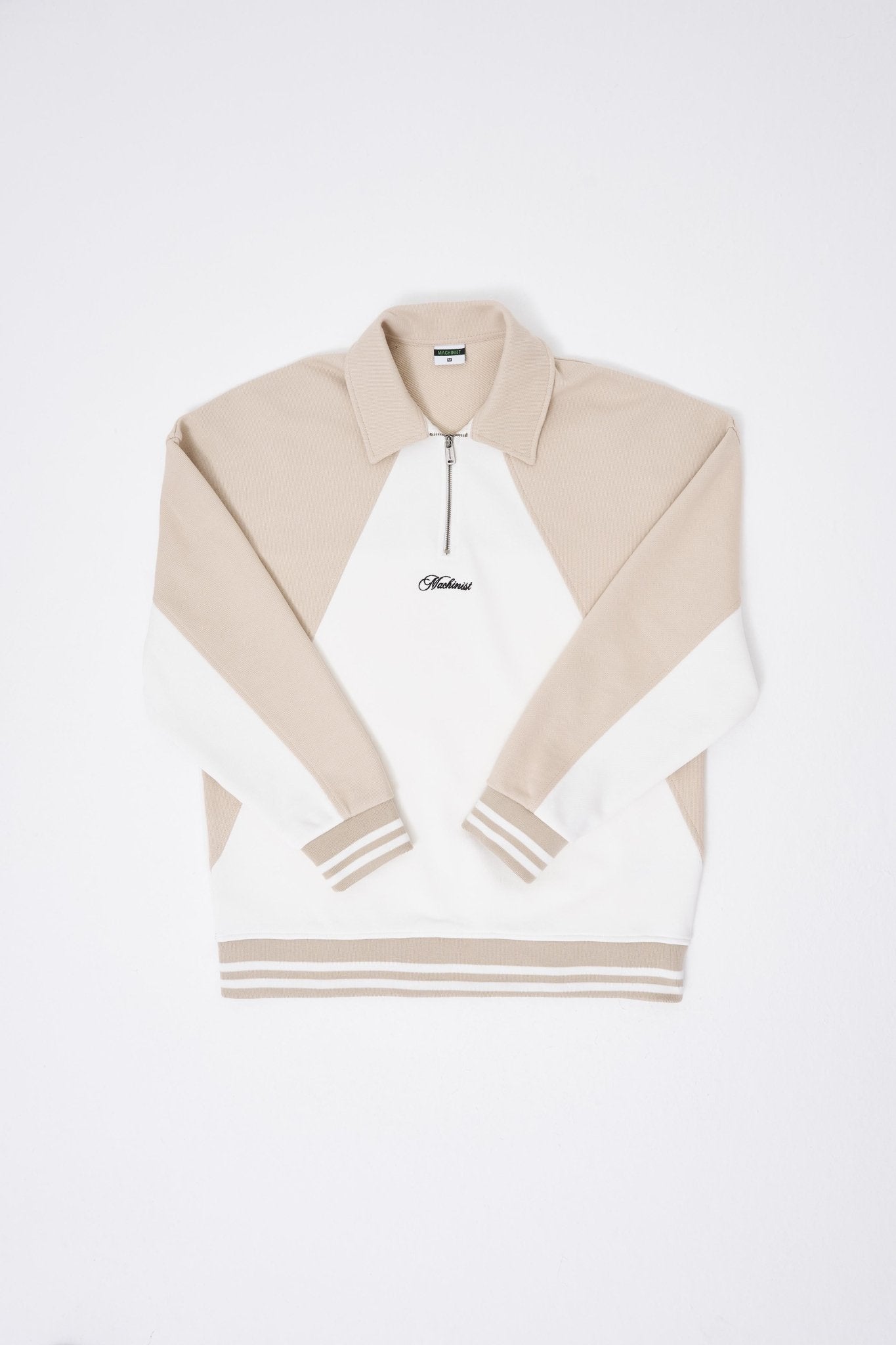 Erkek İşleme Detaylı Polo Sweatshirt Ekru - Açık Bej