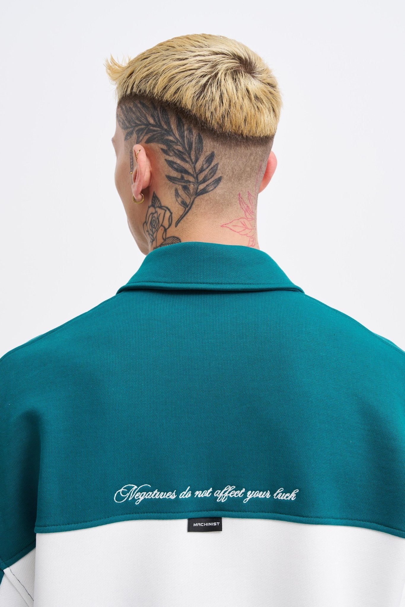 Erkek İşleme Detaylı Polo Sweatshirt Ekru - Yağ Yeşili