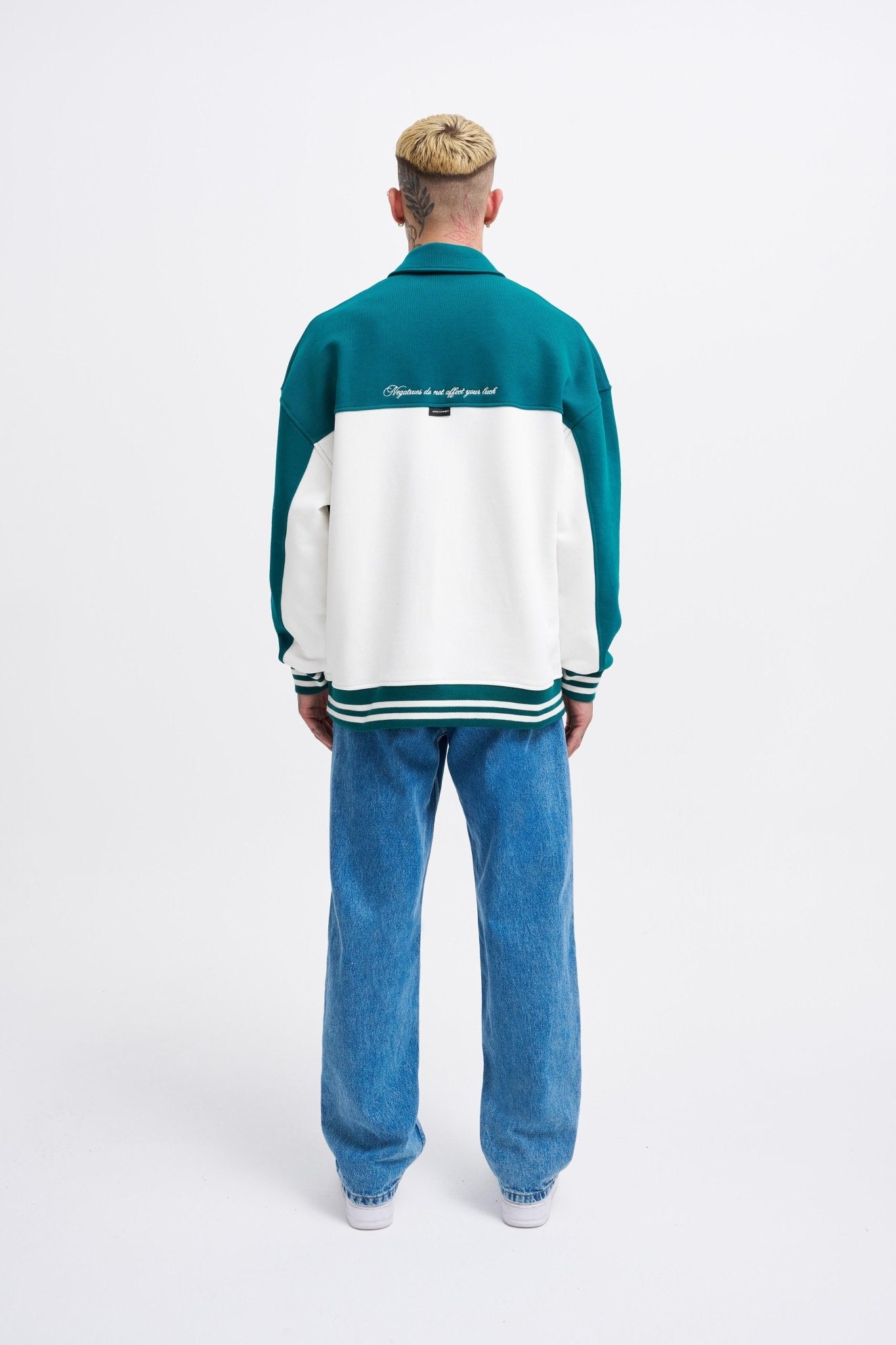 Erkek İşleme Detaylı Polo Sweatshirt Ekru - Yağ Yeşili