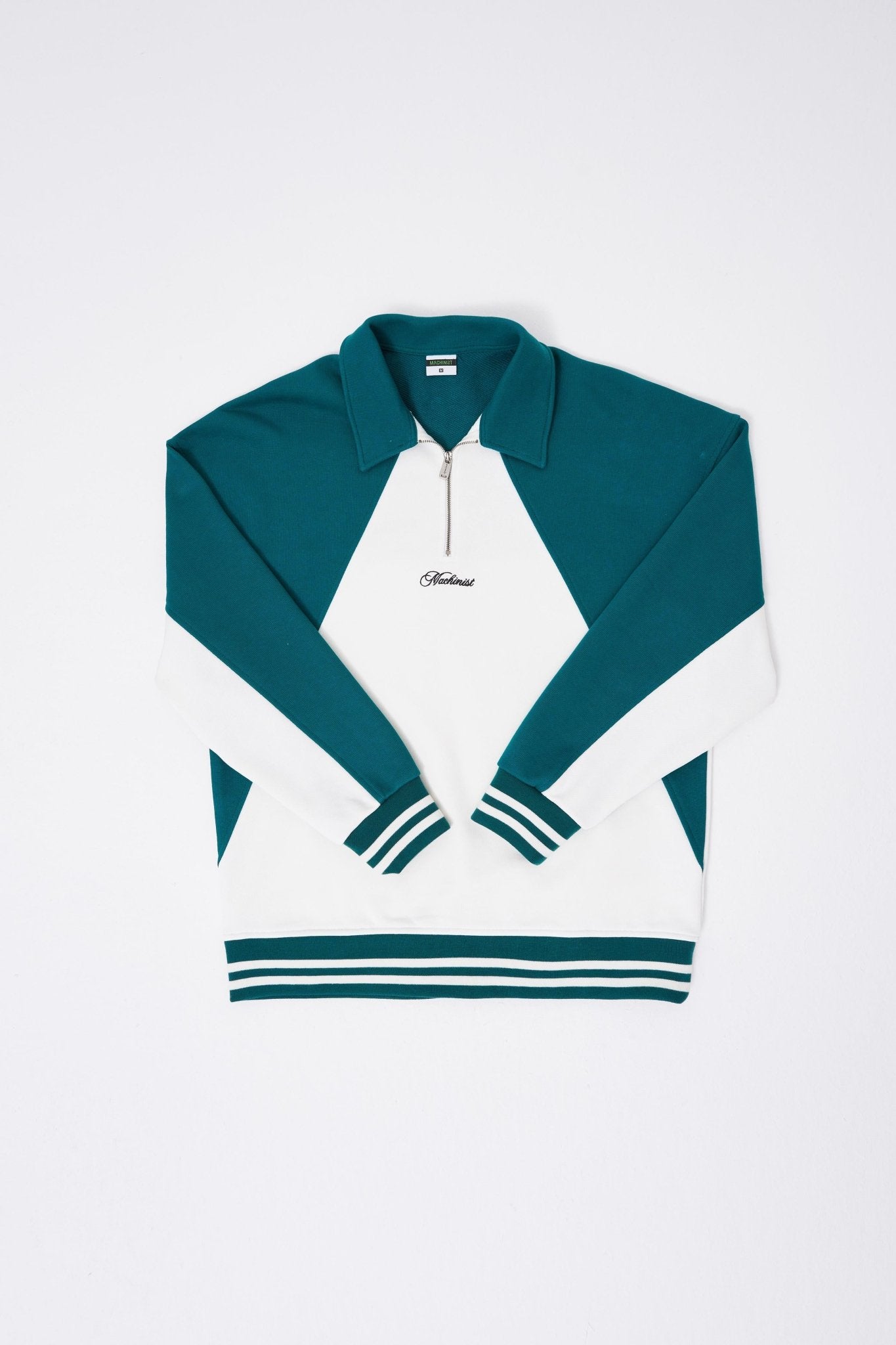 Erkek İşleme Detaylı Polo Sweatshirt Ekru - Yağ Yeşili
