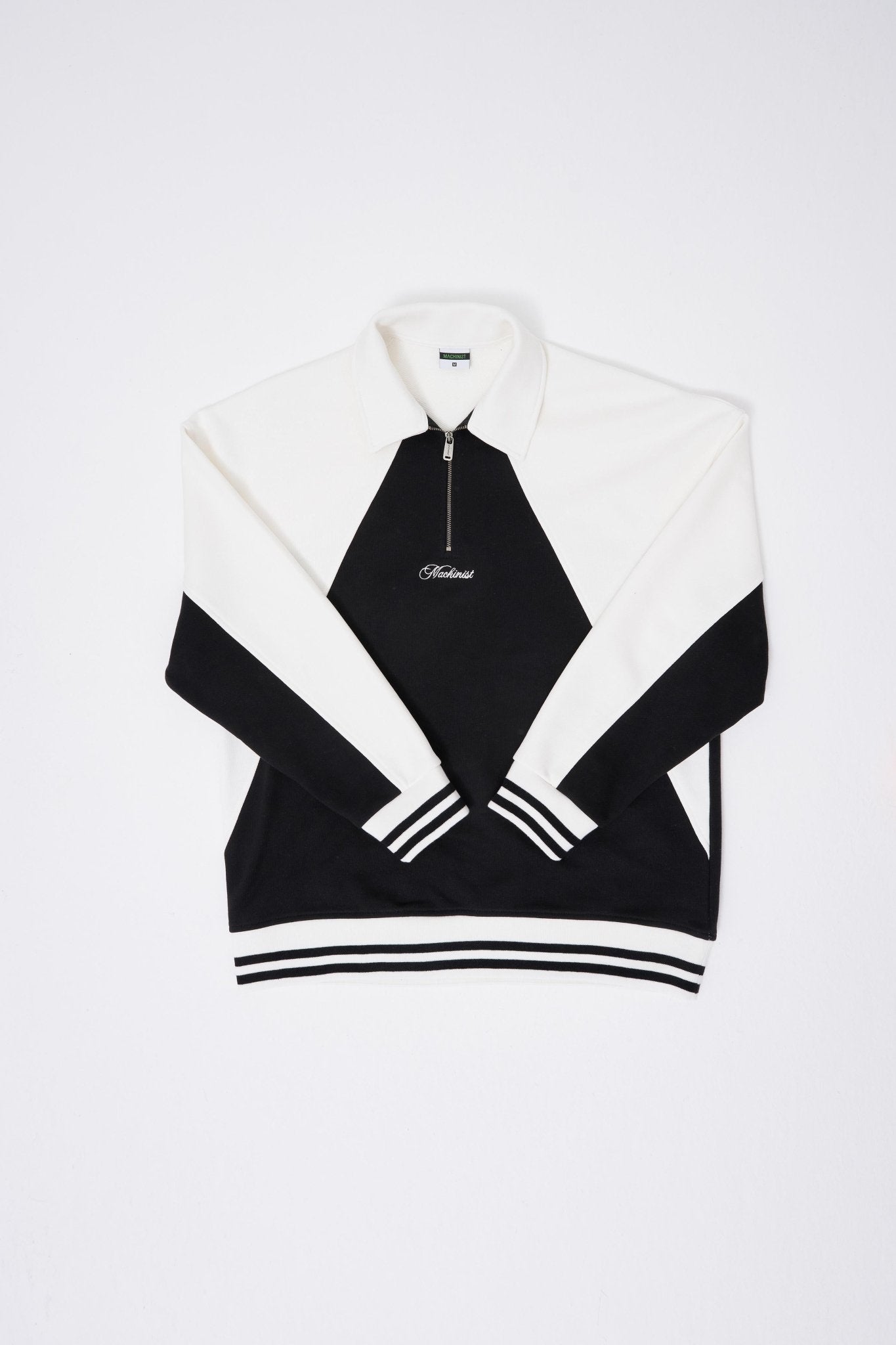 Erkek İşleme Detaylı Polo Sweatshirt Siyah - Ekru