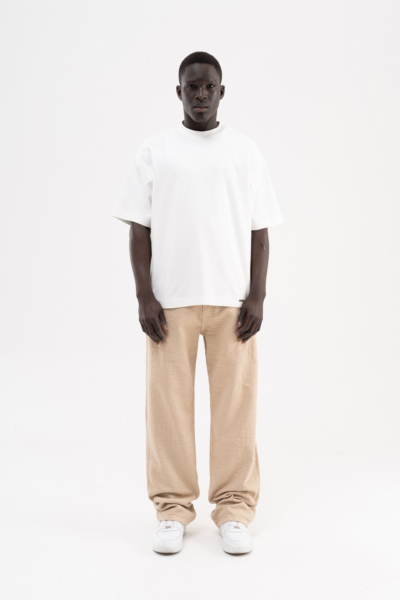 Erkek Jakarlı Baggy Jean Pantolon Bej