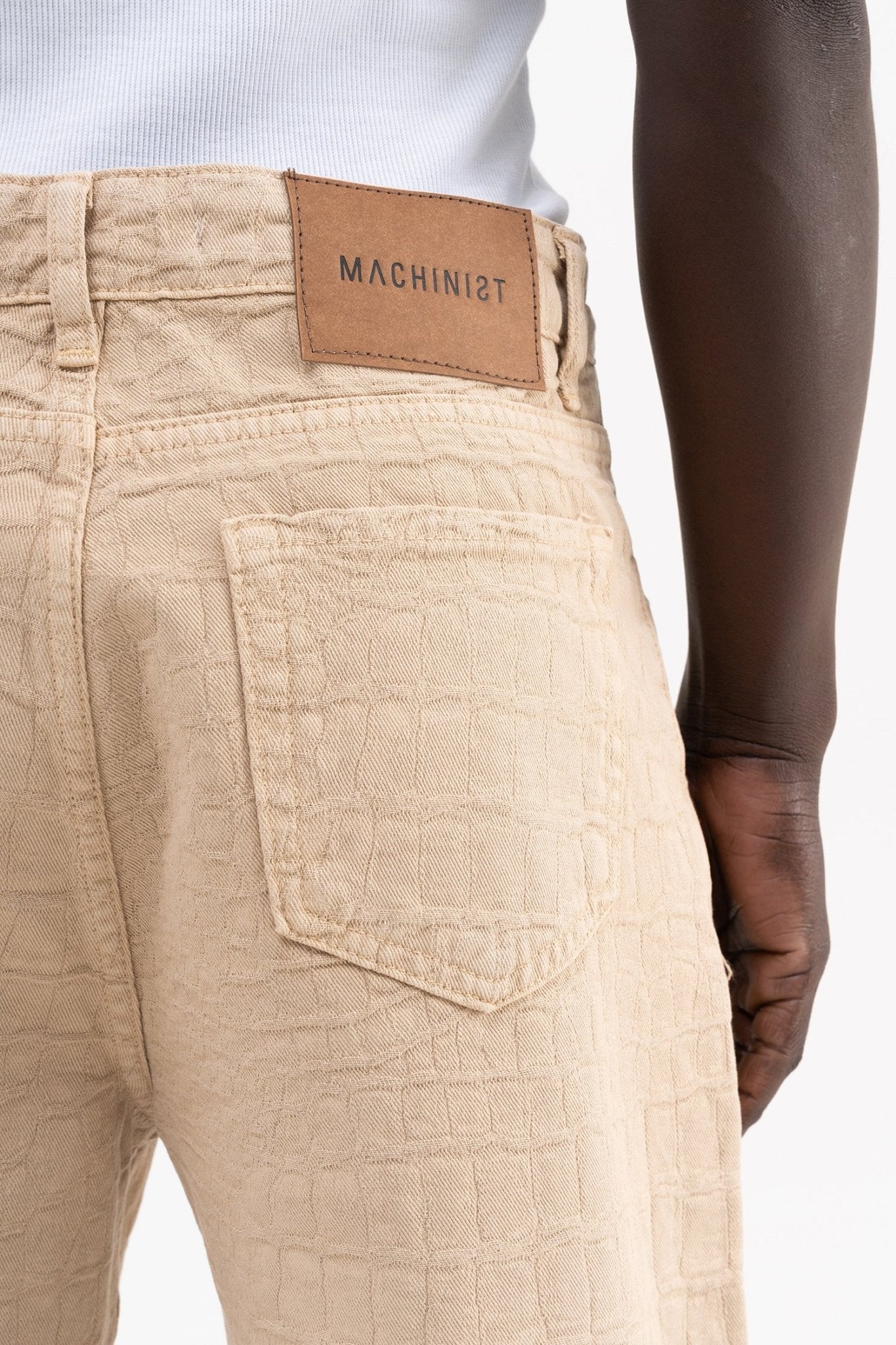 Erkek Jakarlı Baggy Jean Pantolon Bej