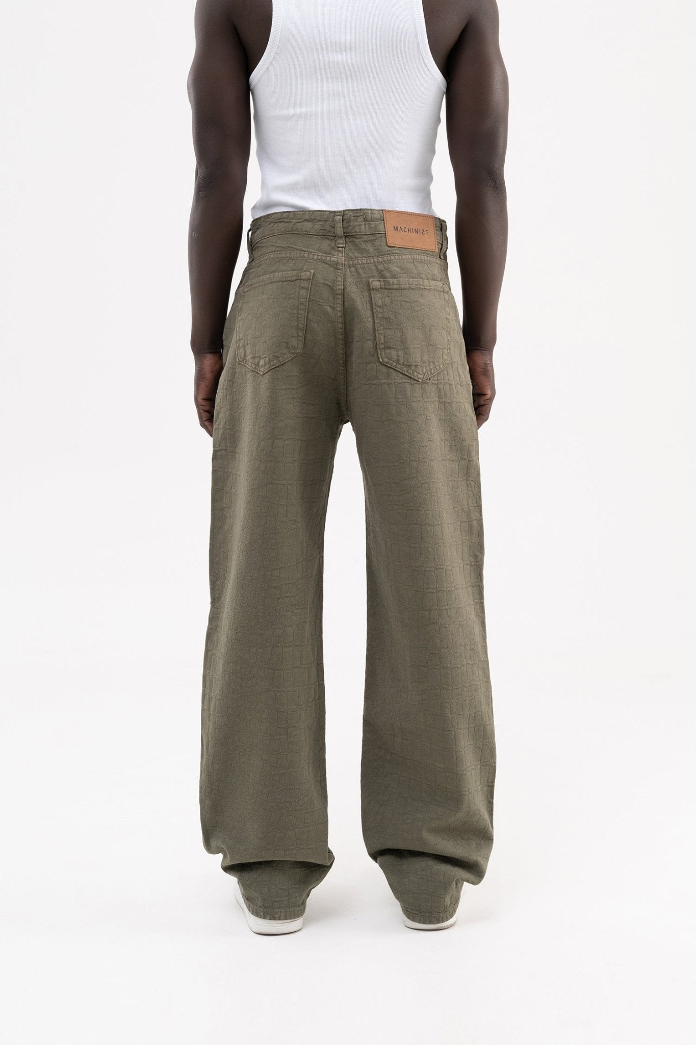 Erkek Jakarlı Baggy Jean Pantolon Haki