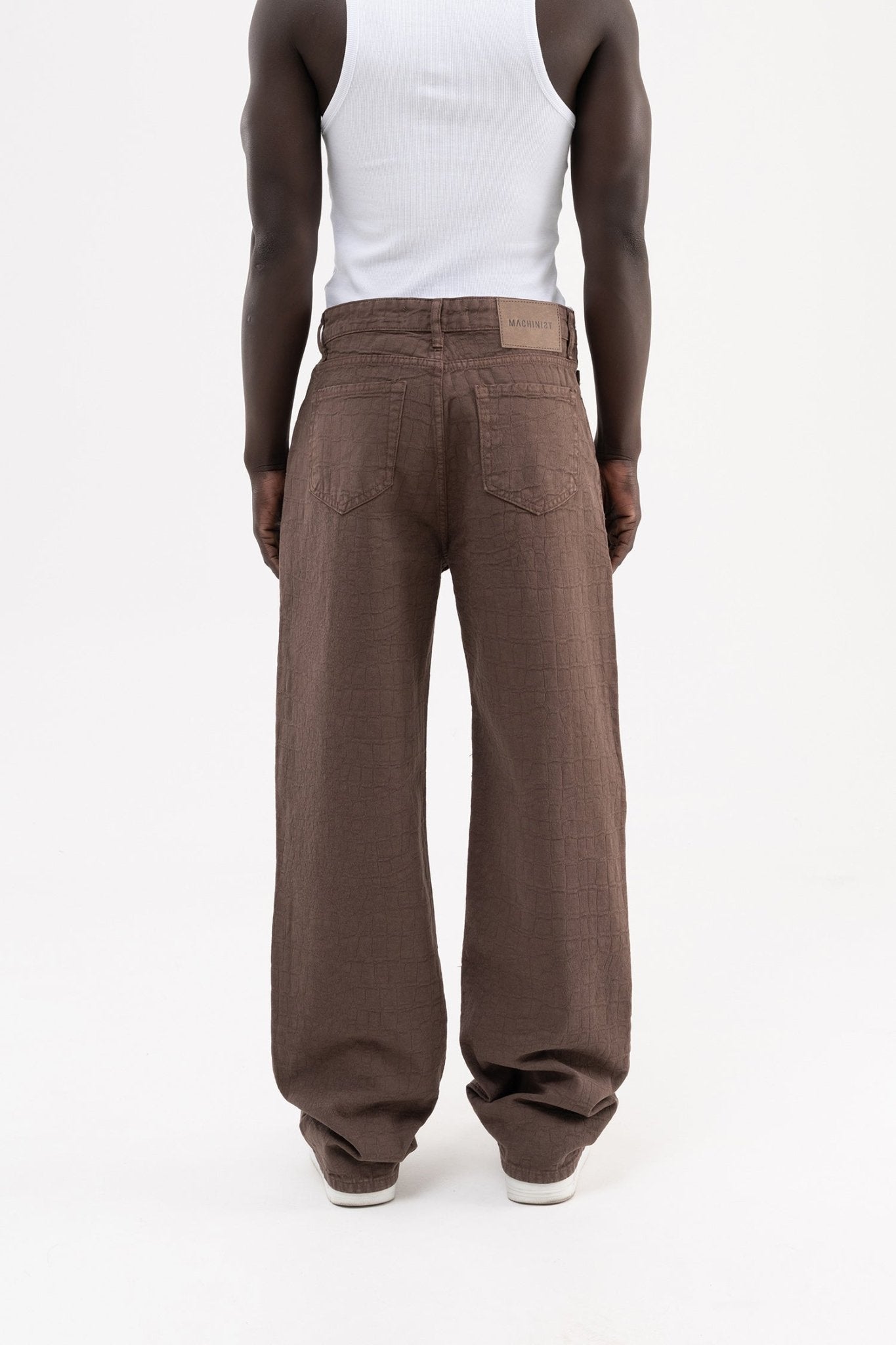 Erkek Jakarlı Baggy Jean Pantolon Kahverengi