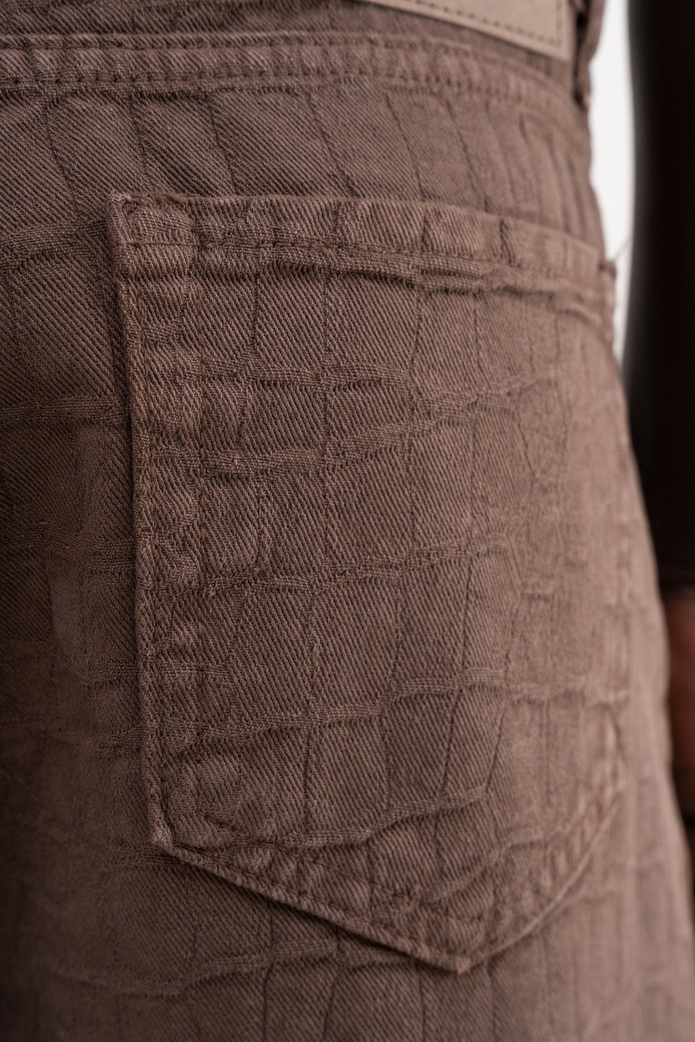Erkek Jakarlı Baggy Jean Pantolon Kahverengi