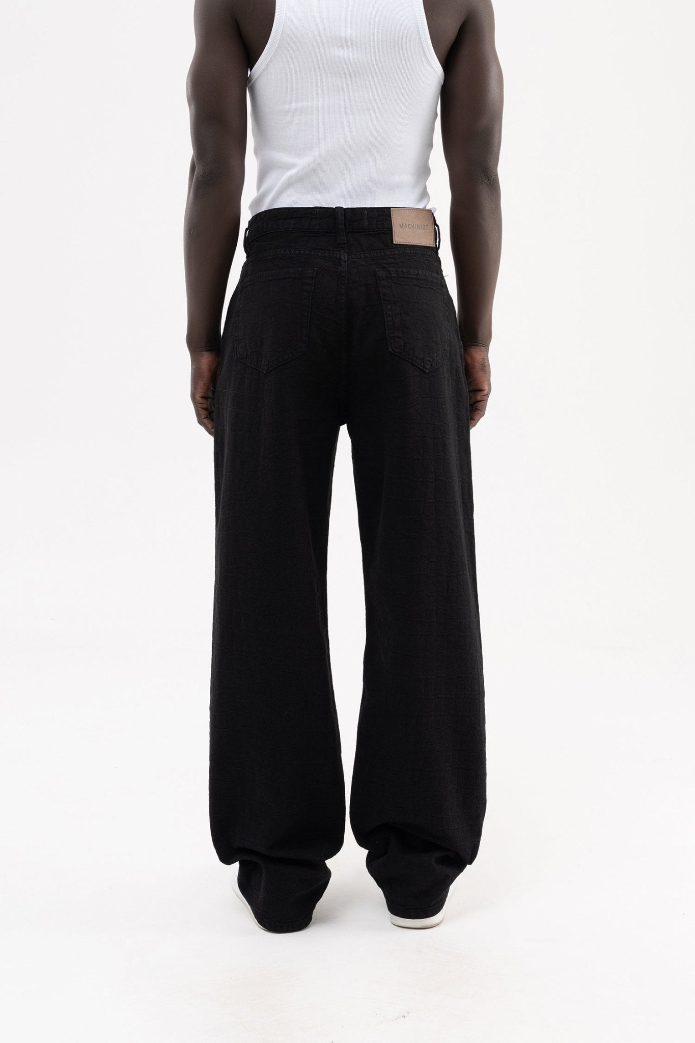 Erkek Jakarlı Baggy Jean Pantolon Siyah