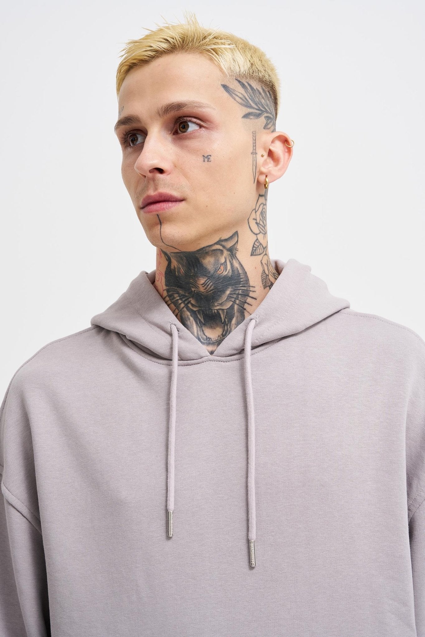 Erkek Kapüşonlu Oversize Sweatshirt Açık Gri