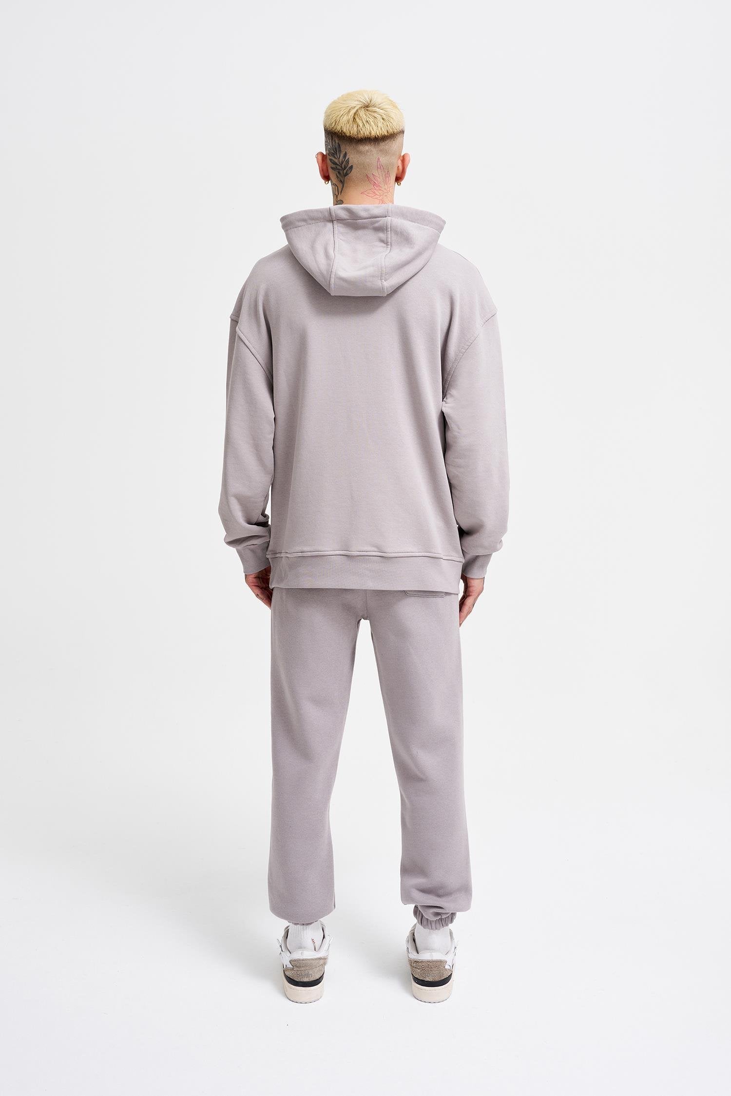 Erkek Kapüşonlu Oversize Sweatshirt Açık Gri