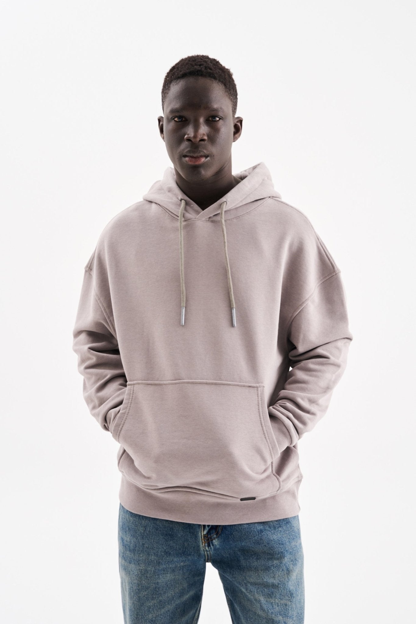 Erkek Kapüşonlu Oversize Sweatshirt Açık Gri
