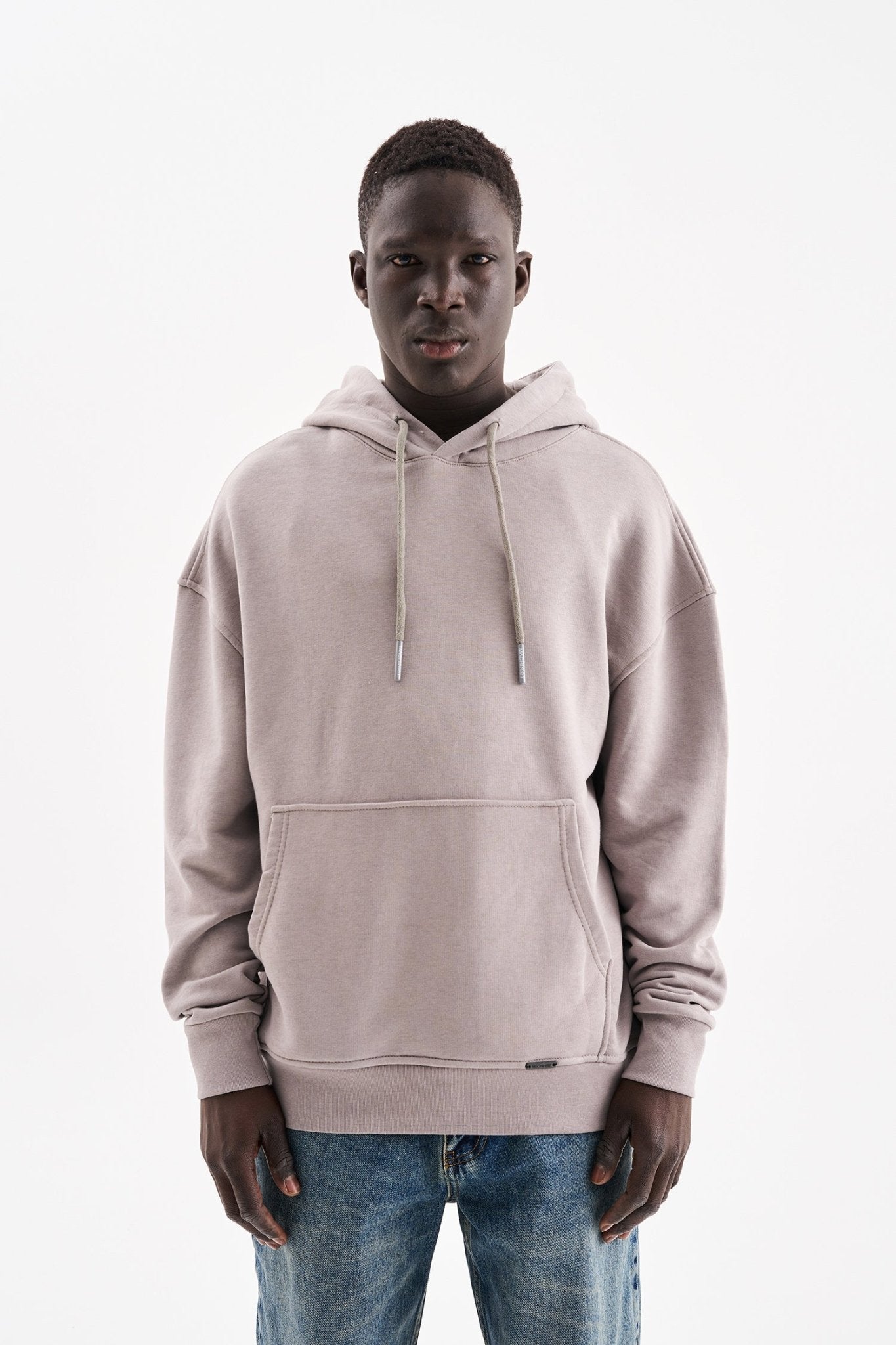 Erkek Kapüşonlu Oversize Sweatshirt Açık Gri