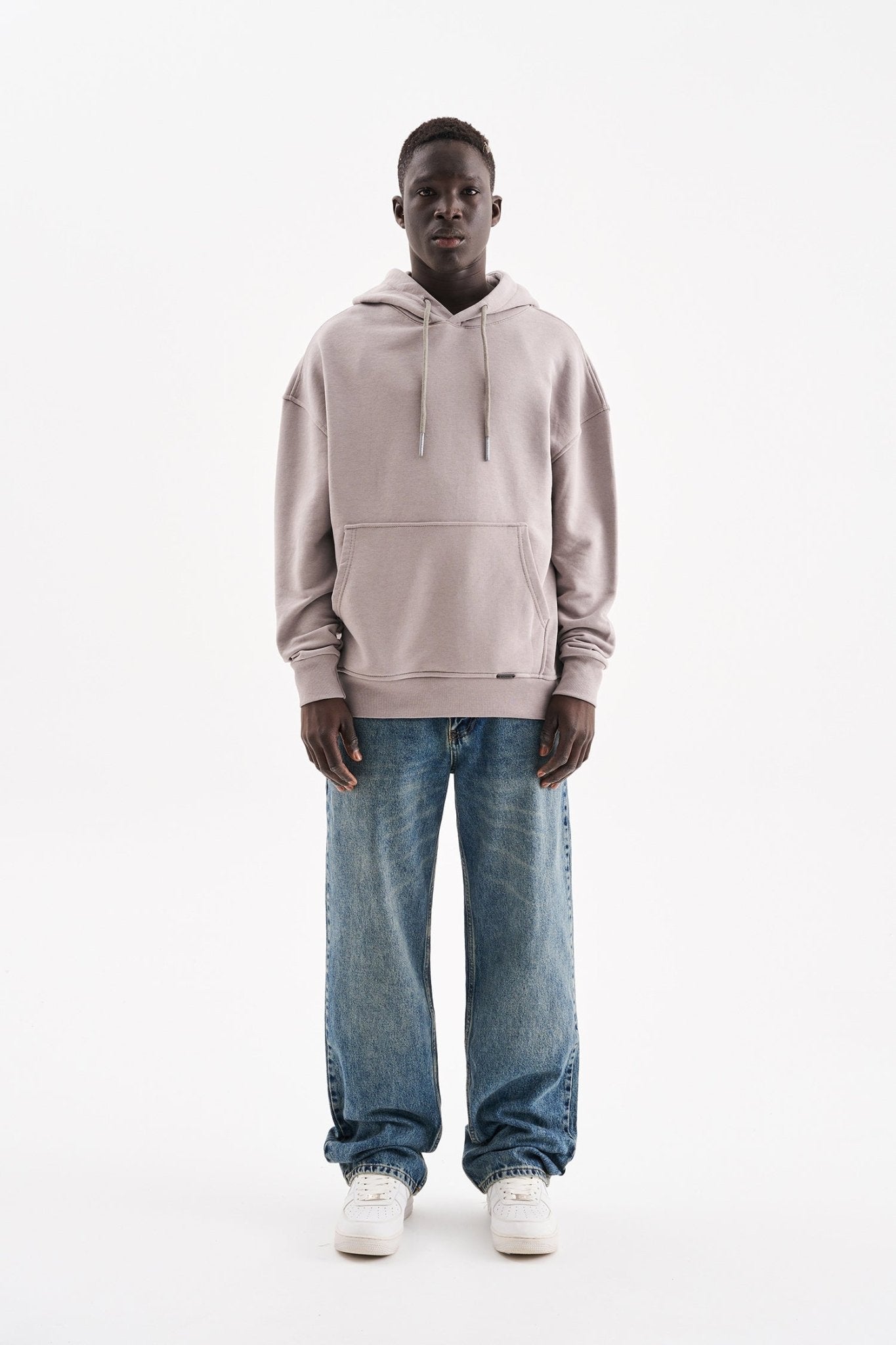 Erkek Kapüşonlu Oversize Sweatshirt Açık Gri