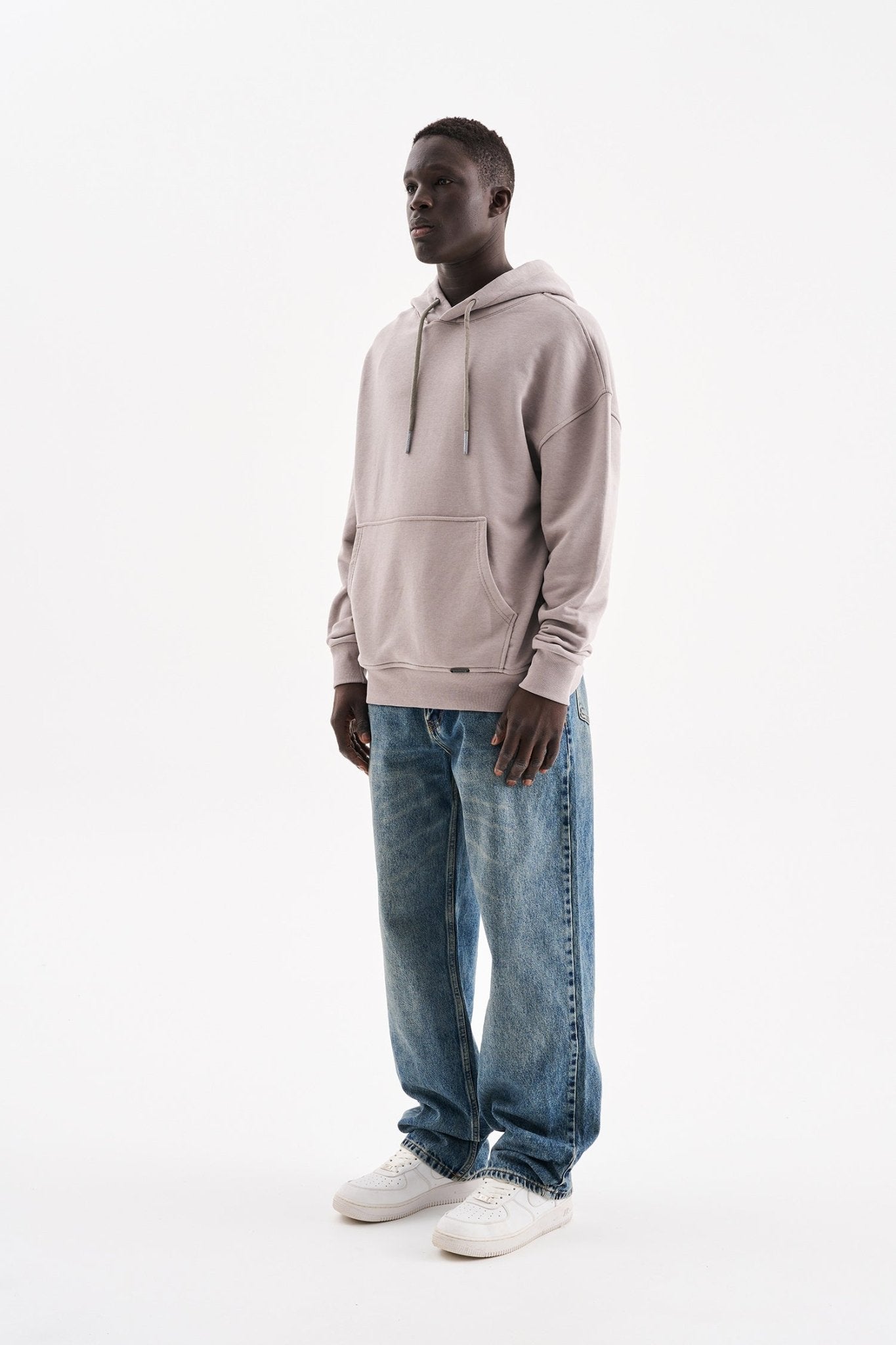 Erkek Kapüşonlu Oversize Sweatshirt Açık Gri