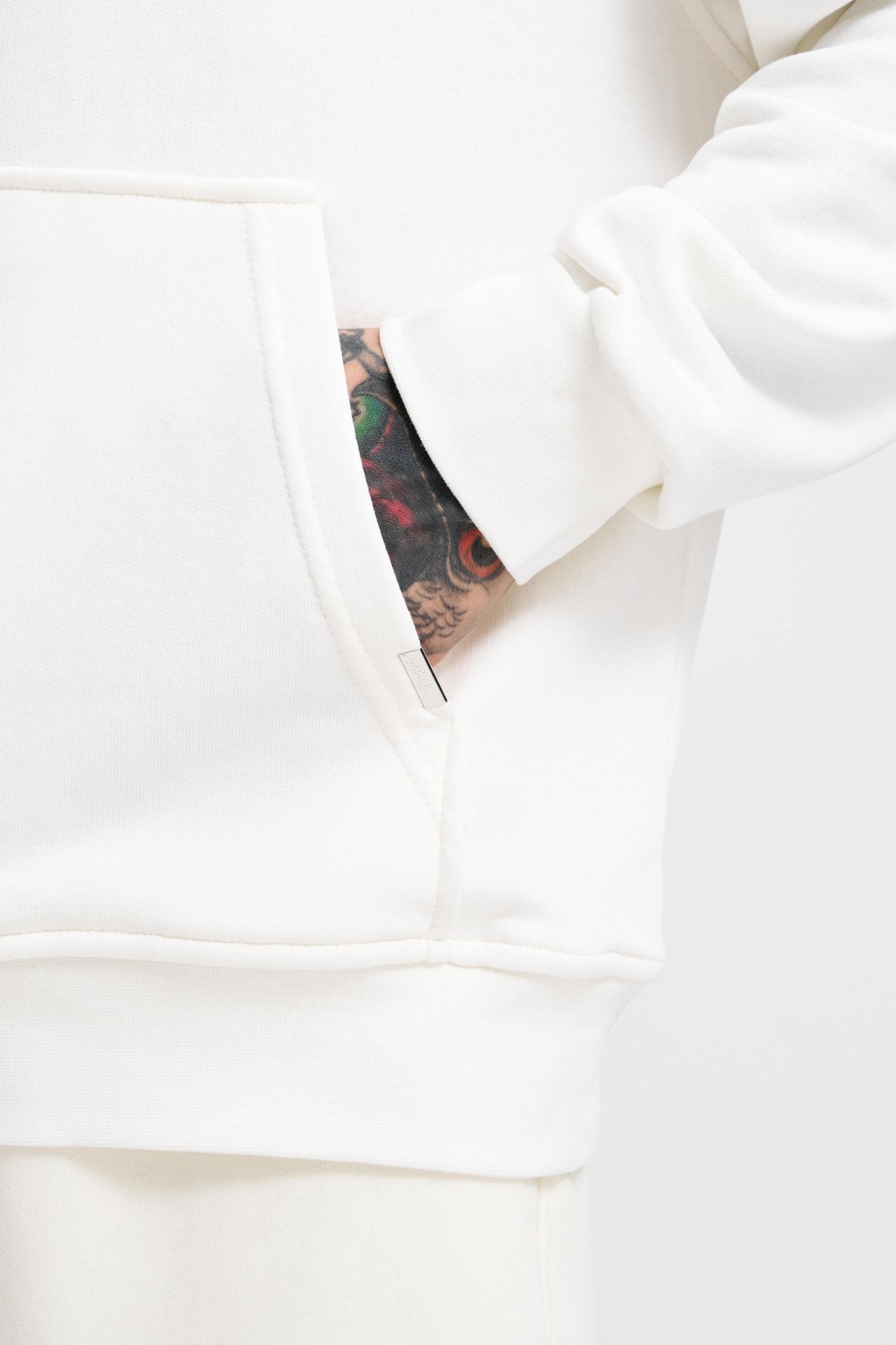 Erkek Kapüşonlu Oversize Sweatshirt Ekru