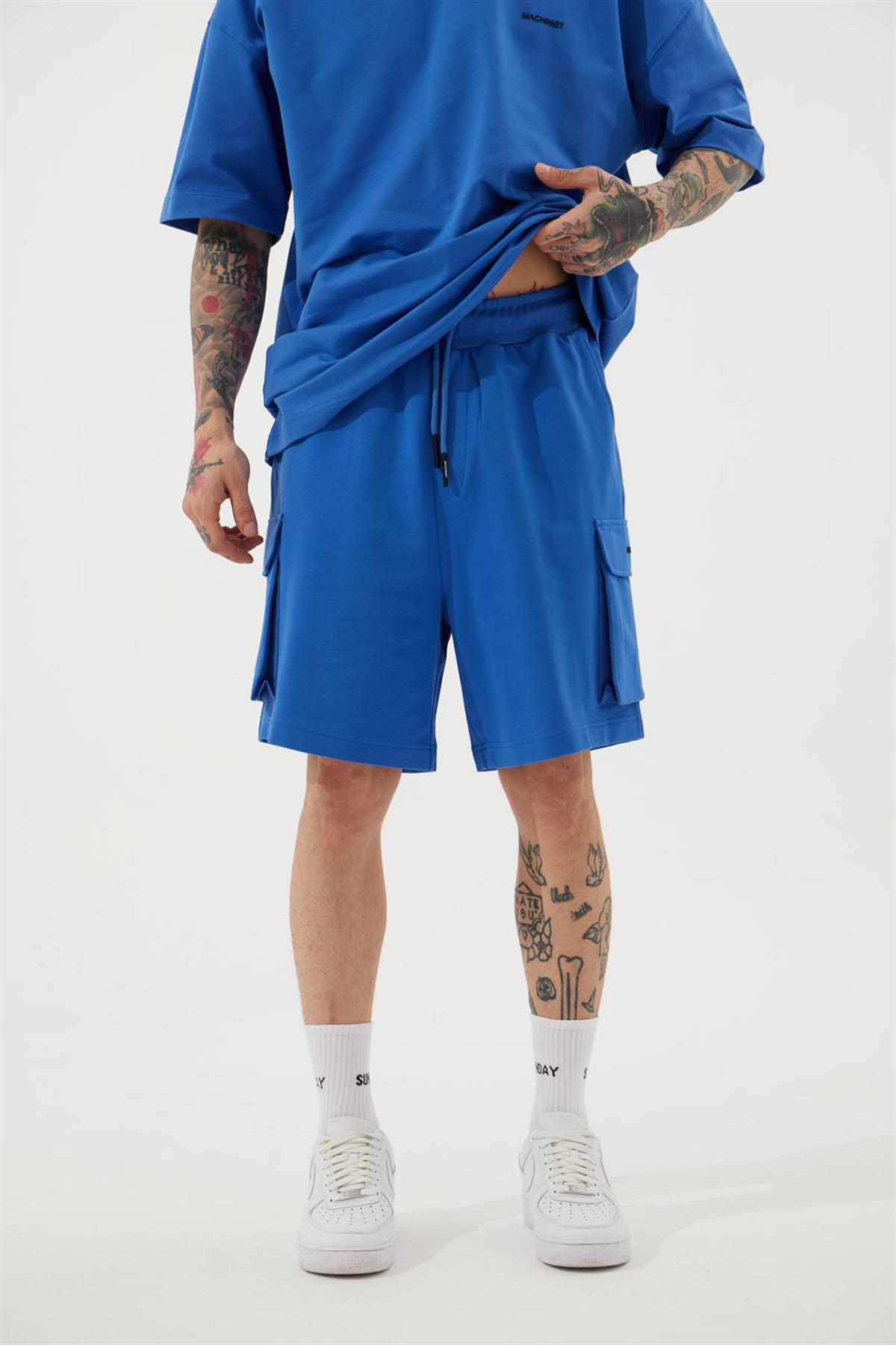 Erkek Kargo Basic Oversize Şort Açık Mavi