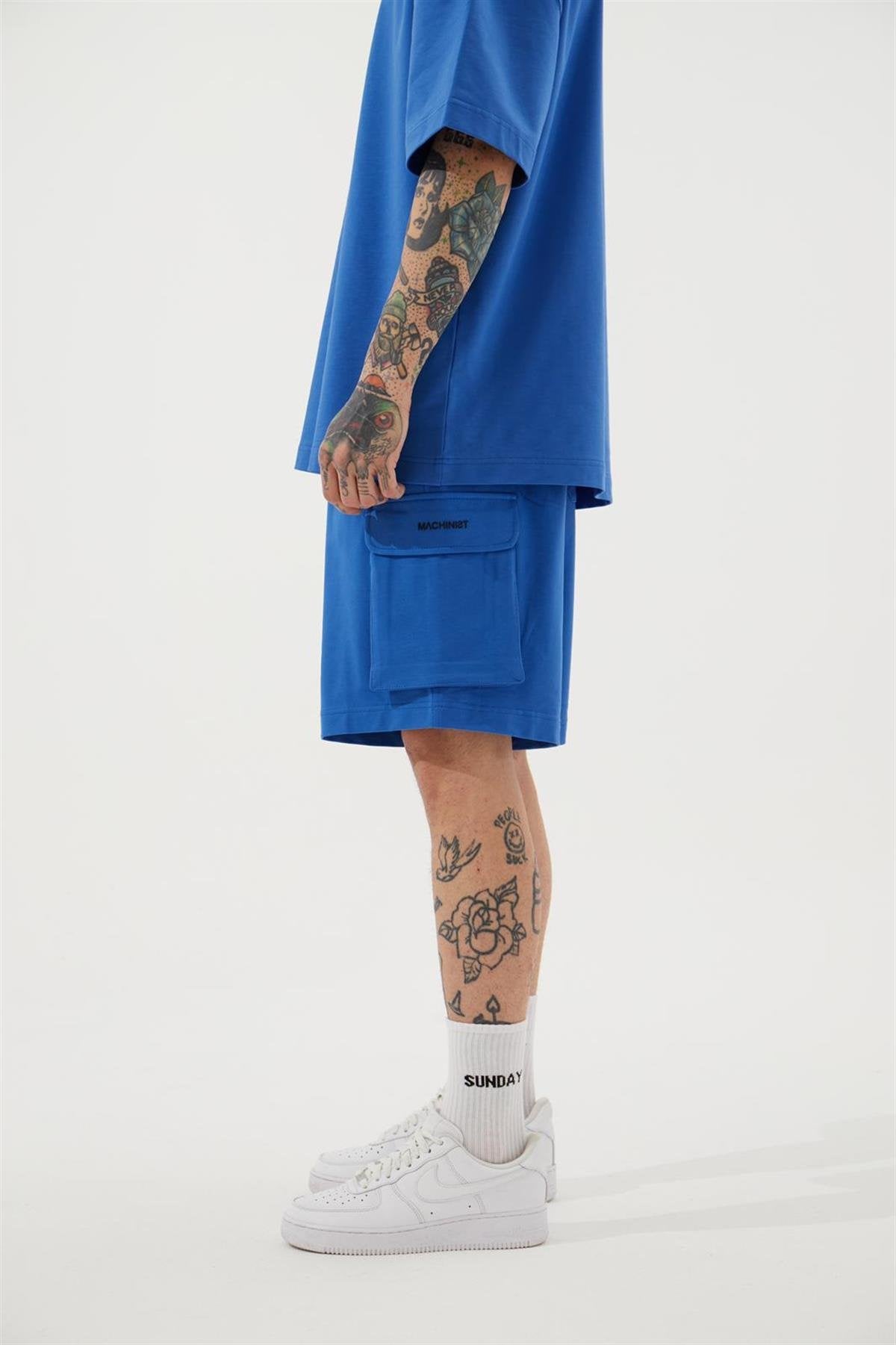 Erkek Kargo Basic Oversize Şort Açık Mavi