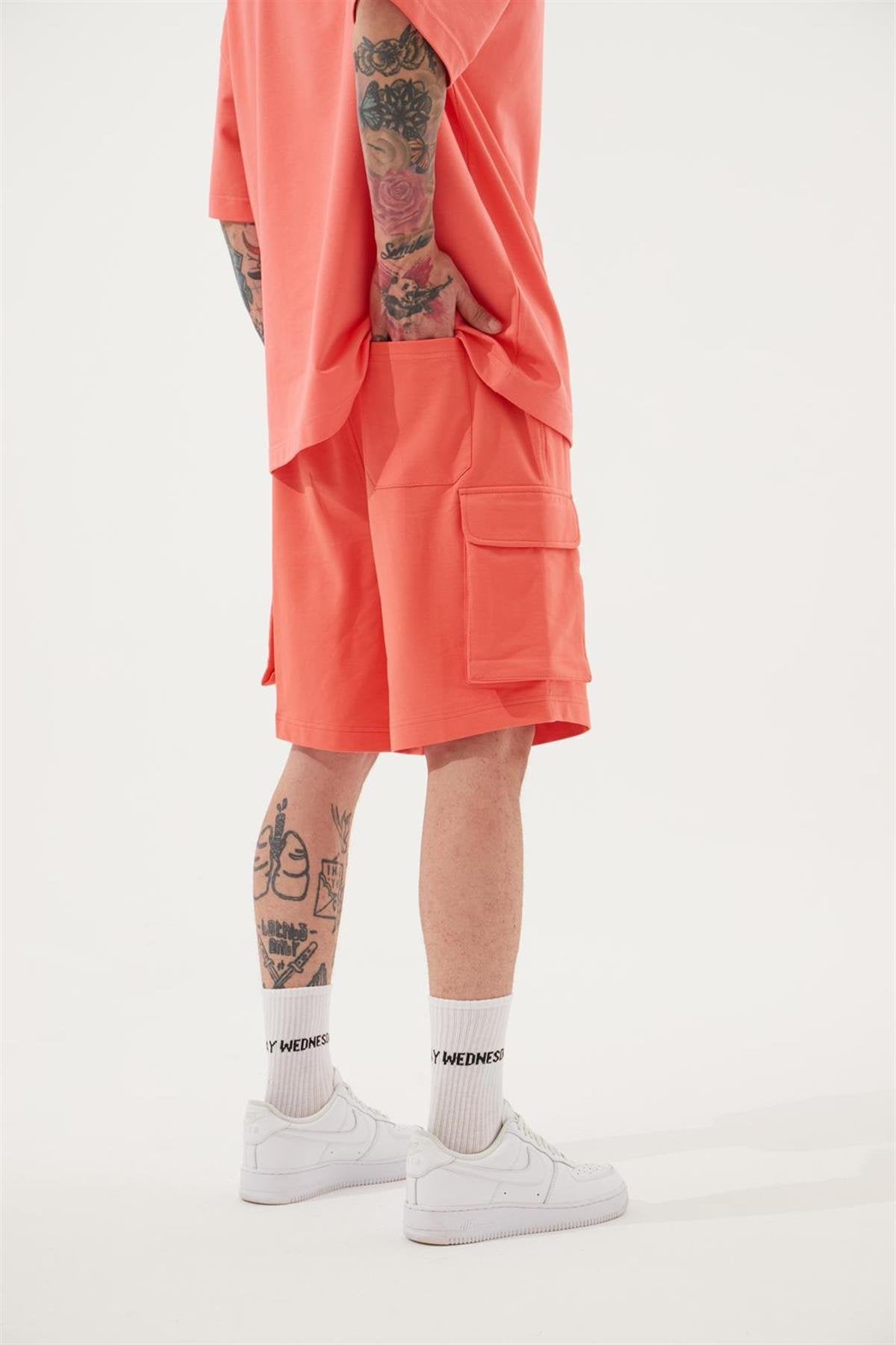 Erkek Kargo Basic Oversize Şort Elektrik Pembe