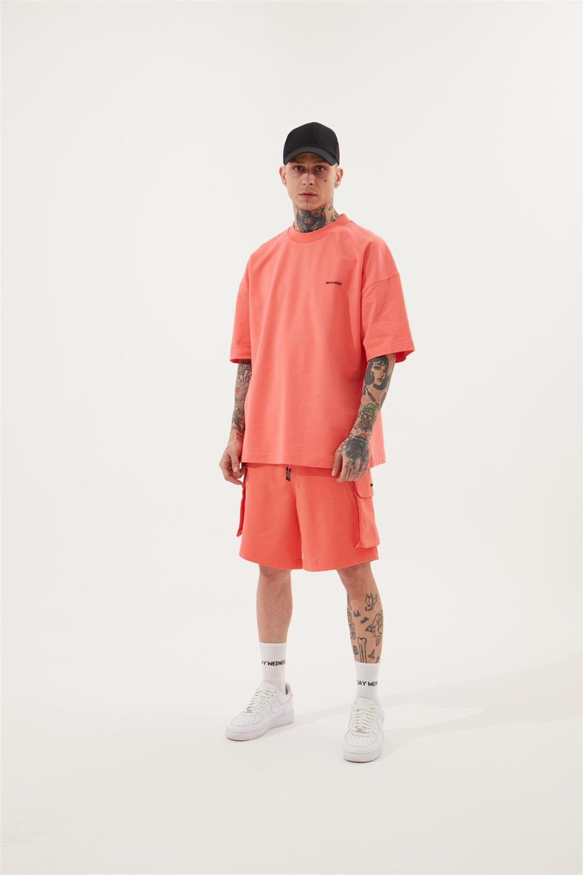 Erkek Kargo Basic Oversize Şort Elektrik Pembe
