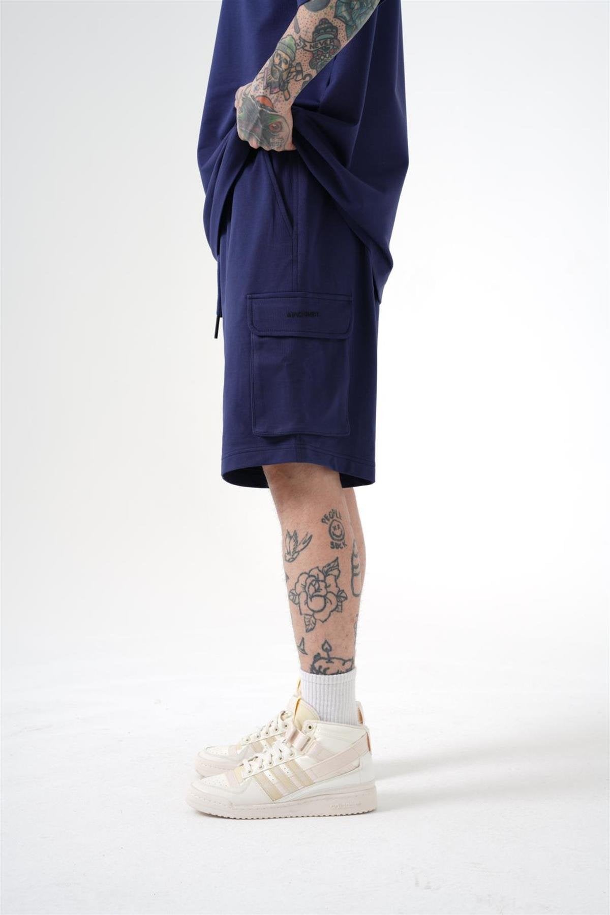 Erkek Kargo Basic Oversize Şort Gece Mavisi