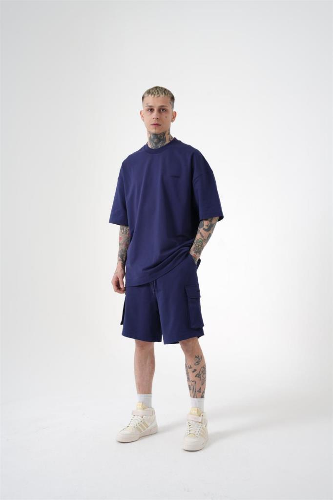 Erkek Kargo Basic Oversize Şort Gece Mavisi-6