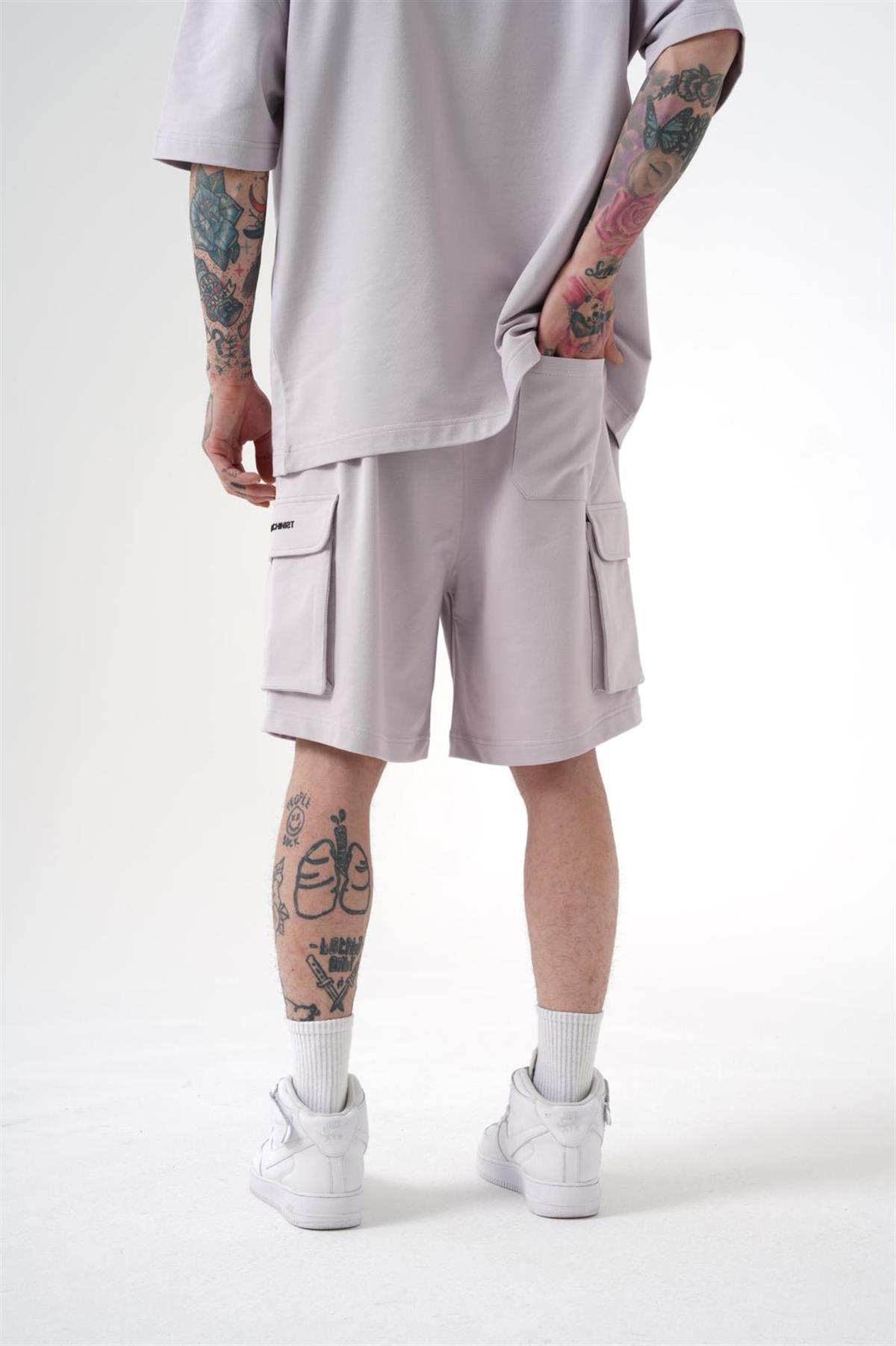 Erkek Kargo Basic Oversize Şort İnci Gri