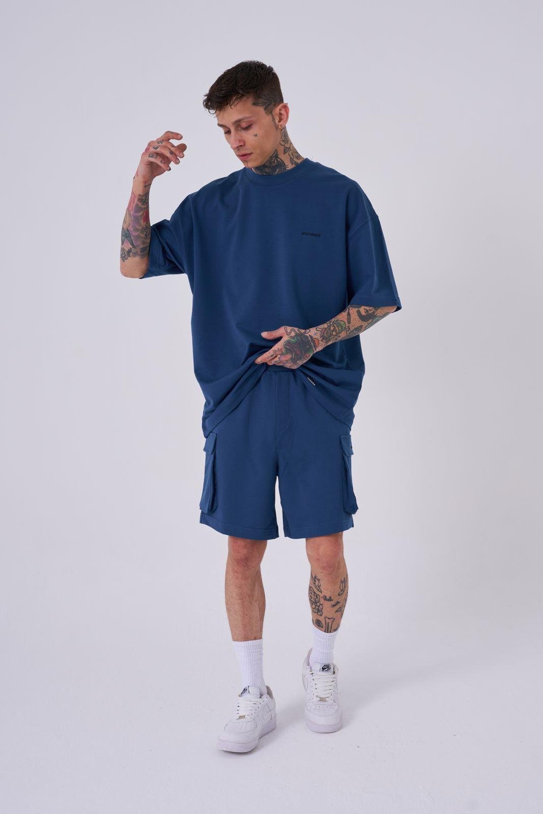 Erkek Kargo Basic Oversize Şort Indigo